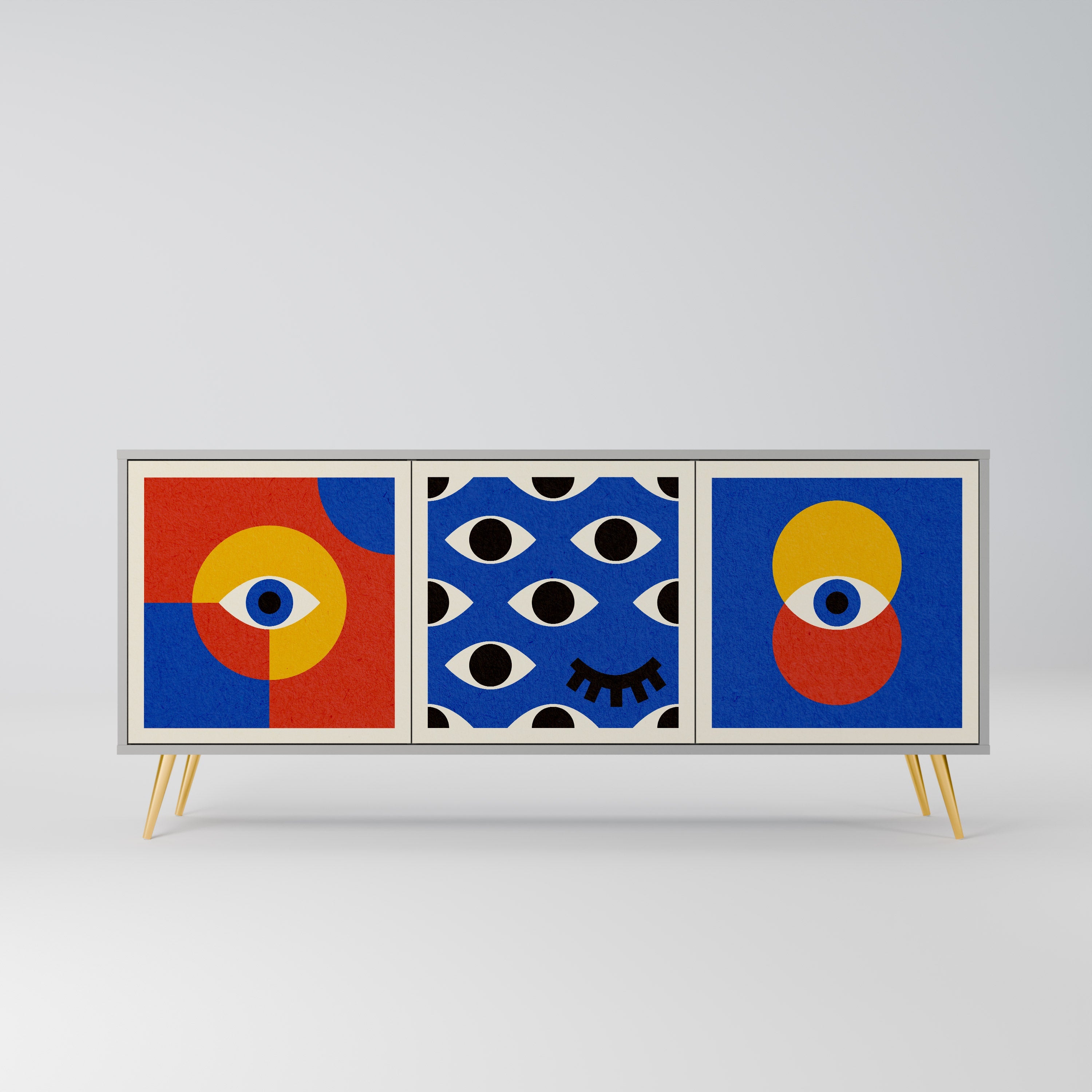 GEOMETRIC EYES Sideboard mit 3 Türen in Grau