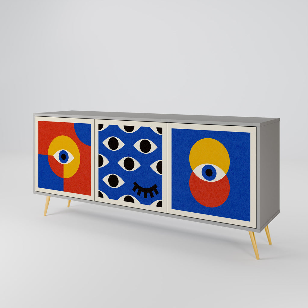 GEOMETRIC EYES Sideboard mit 3 Türen in Grau