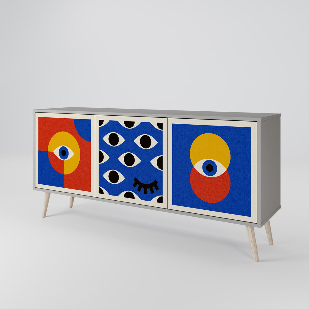 GEOMETRIC EYES Sideboard mit 3 Türen in Grau