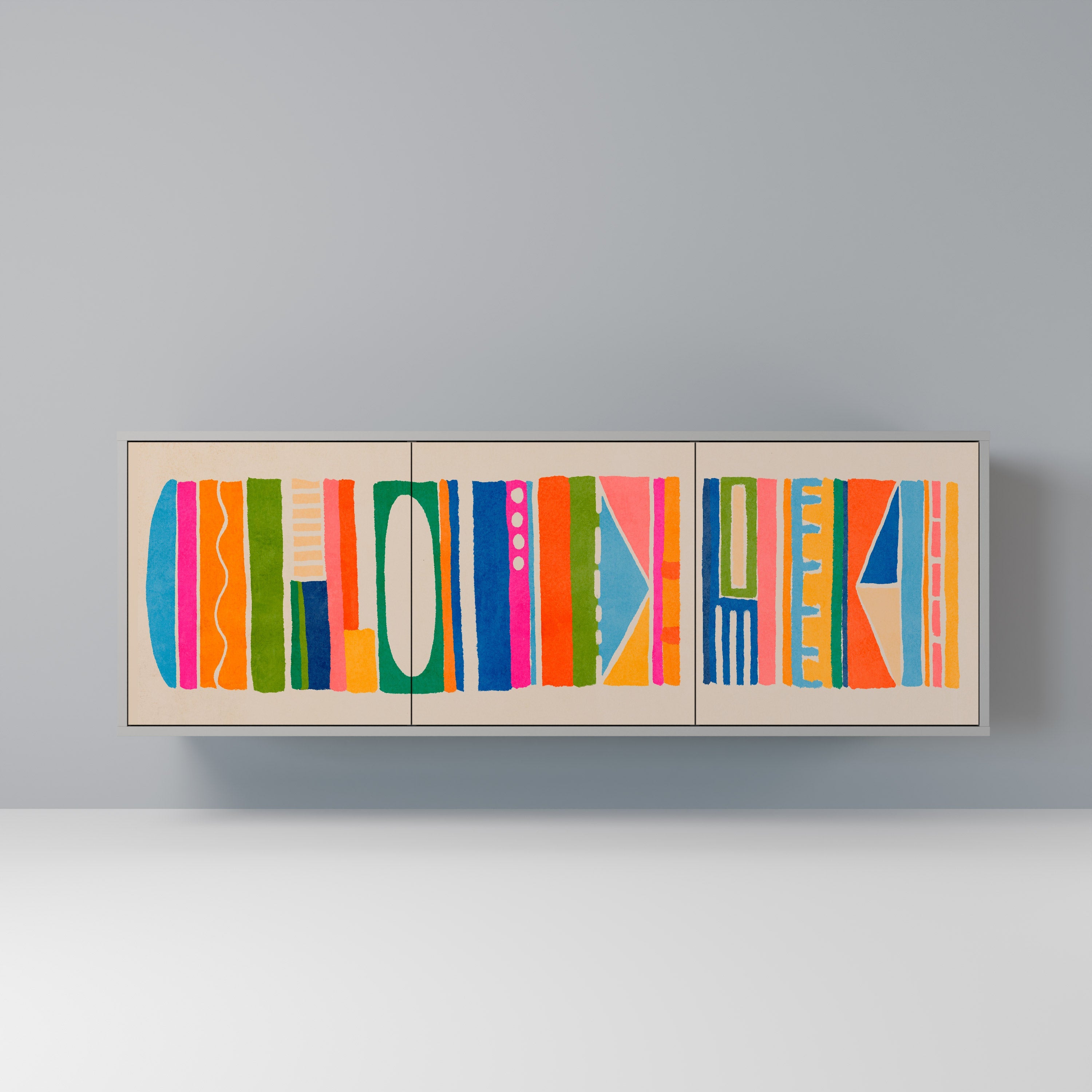 GEOMETRIC SHINE Sideboard mit 3 Türen in Grau