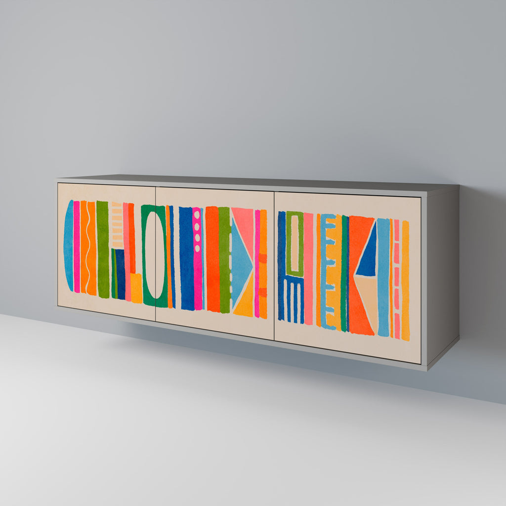 GEOMETRIC SHINE Sideboard mit 3 Türen in Grau