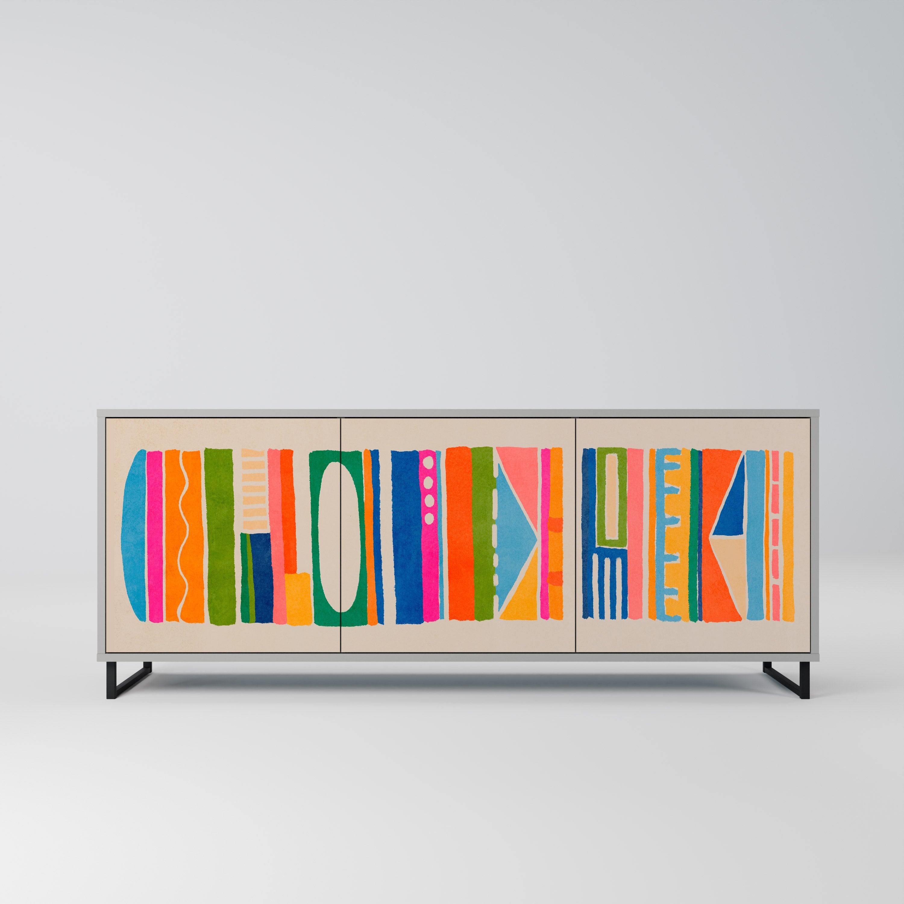 GEOMETRIC SHINE Sideboard mit 3 Türen in Grau