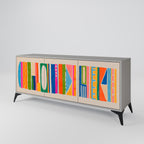 GEOMETRIC SHINE Sideboard mit 3 Türen in Grau