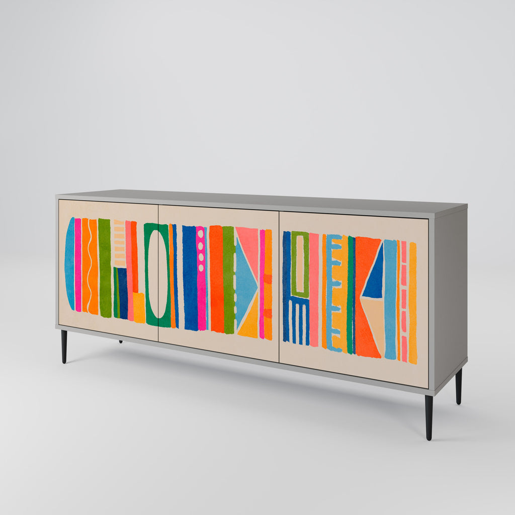 GEOMETRIC SHINE Sideboard mit 3 Türen in Grau
