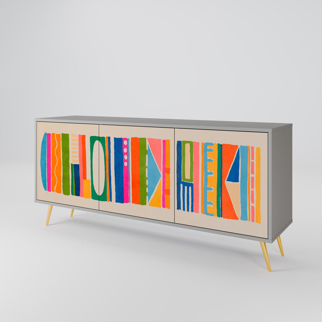 GEOMETRIC SHINE Sideboard mit 3 Türen in Grau