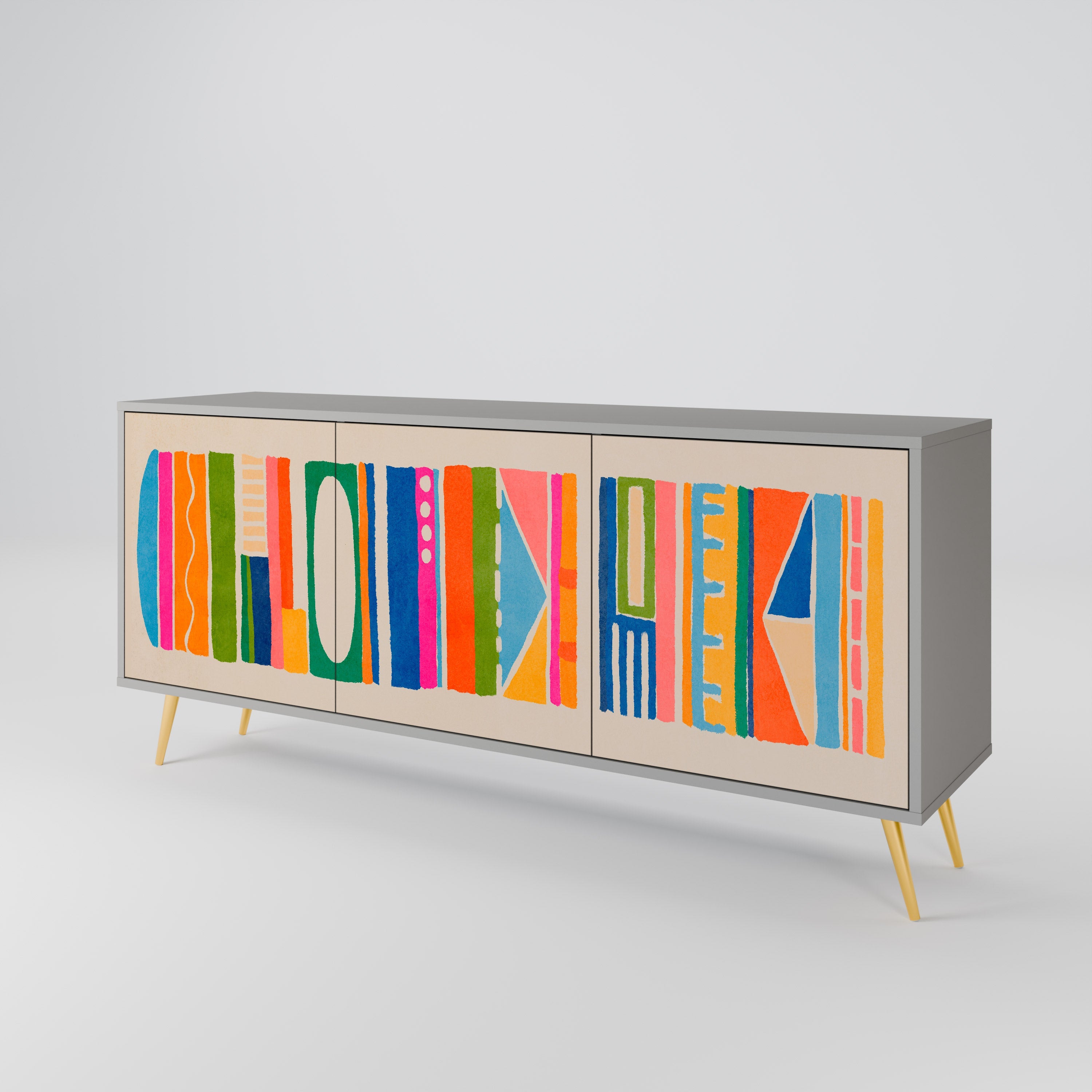 GEOMETRIC SHINE Sideboard mit 3 Türen in Grau