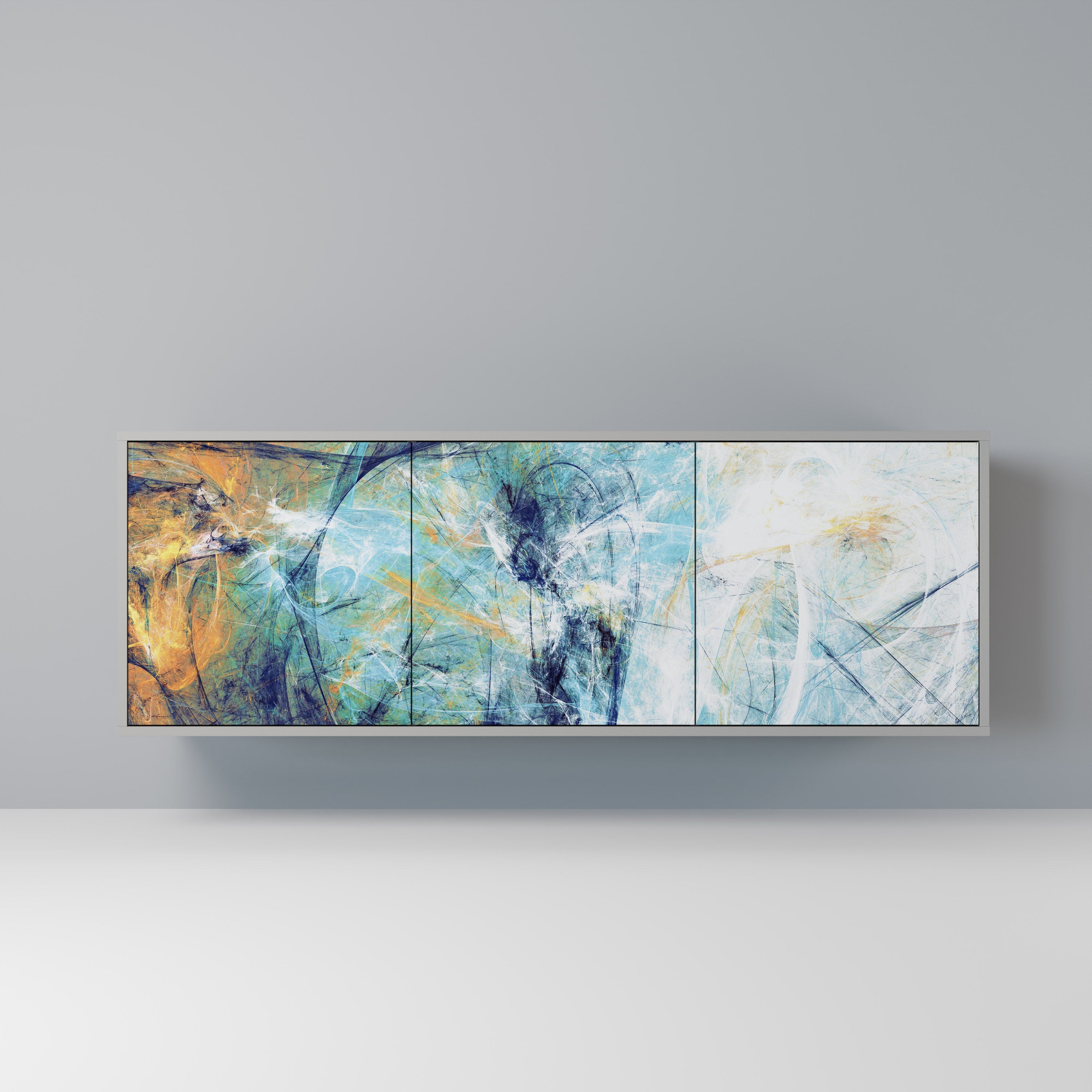 ABSTRACT THOUGHTS 3-türiges Sideboard in grauem Finish