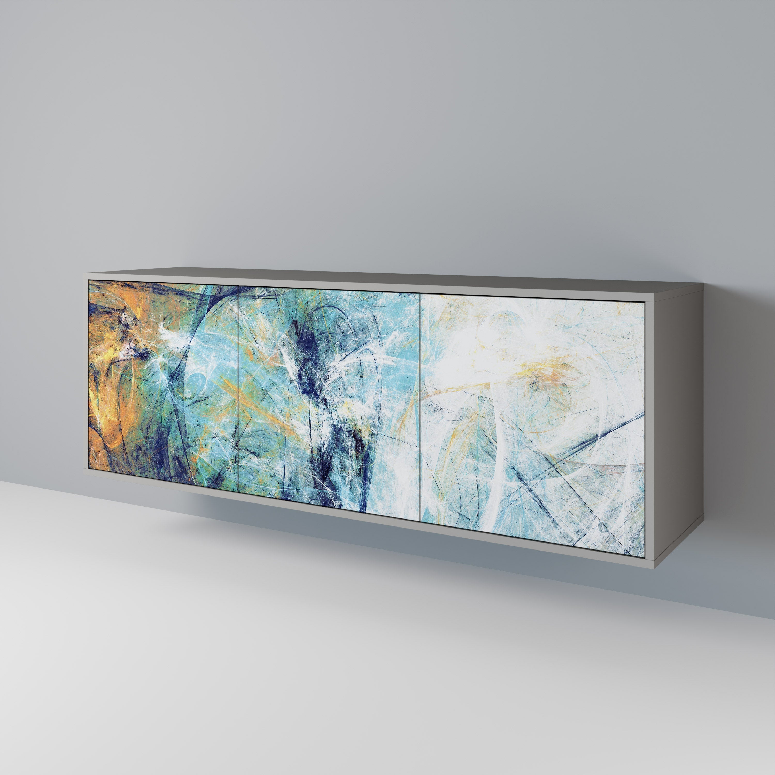 ABSTRACT THOUGHTS 3-türiges Sideboard in grauem Finish