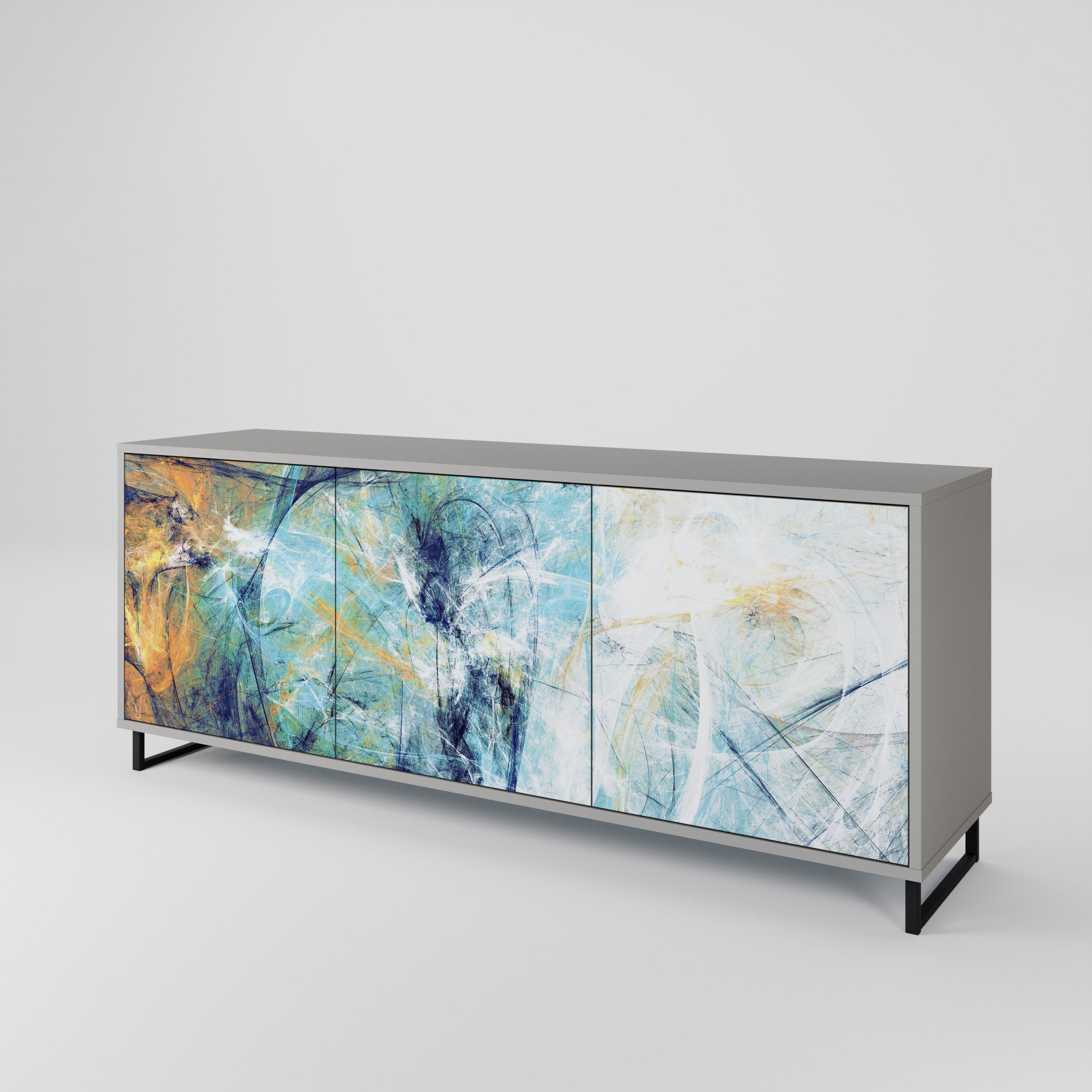 ABSTRACT THOUGHTS 3-türiges Sideboard in grauem Finish