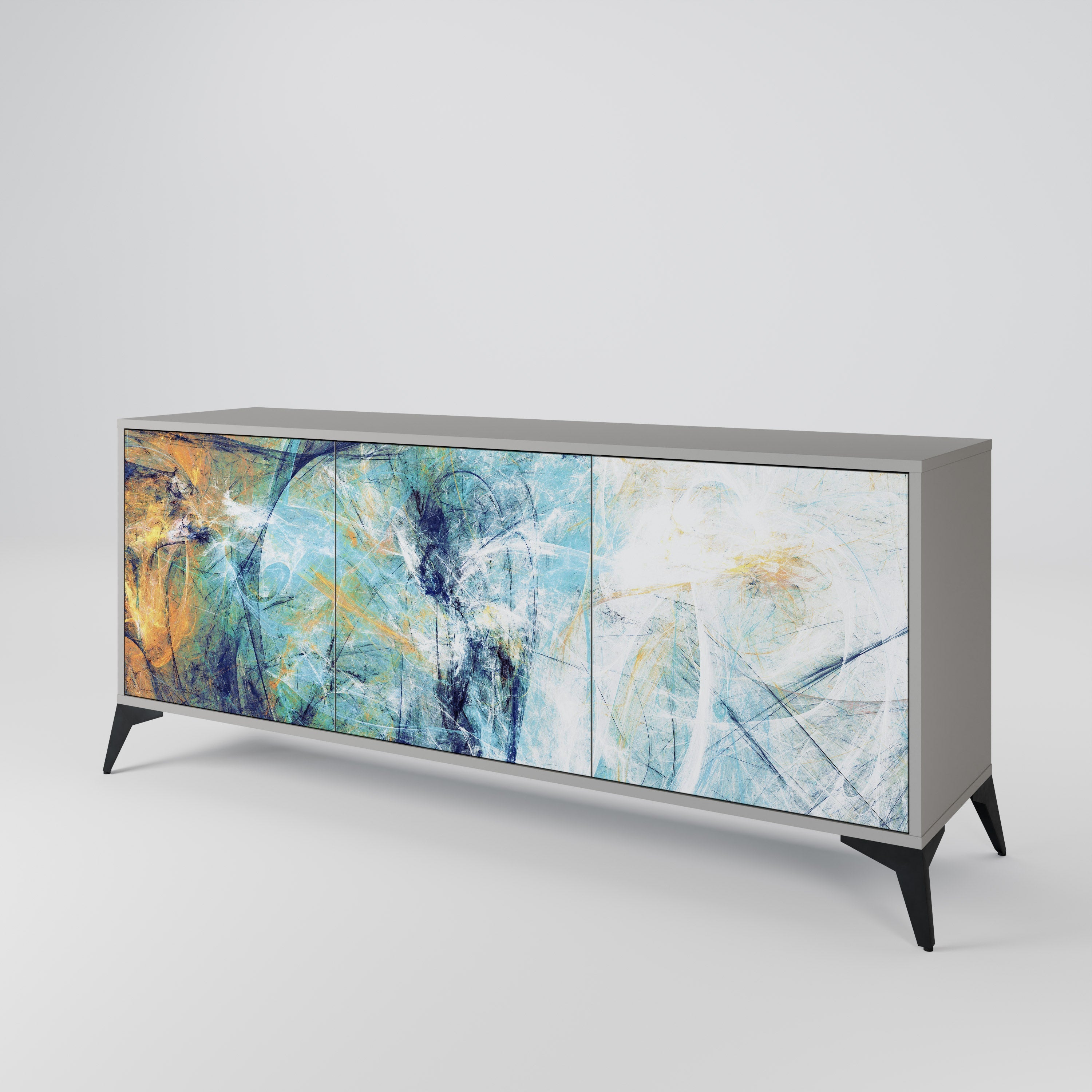 ABSTRACT THOUGHTS 3-türiges Sideboard in grauem Finish