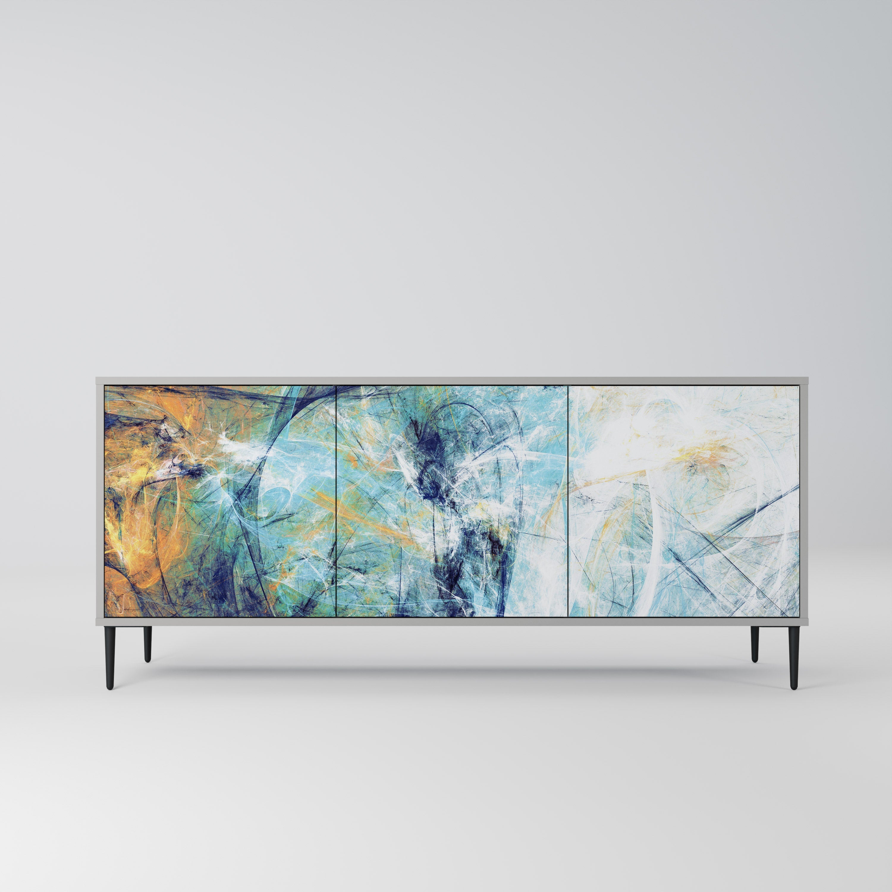 ABSTRACT THOUGHTS 3-türiges Sideboard in grauem Finish