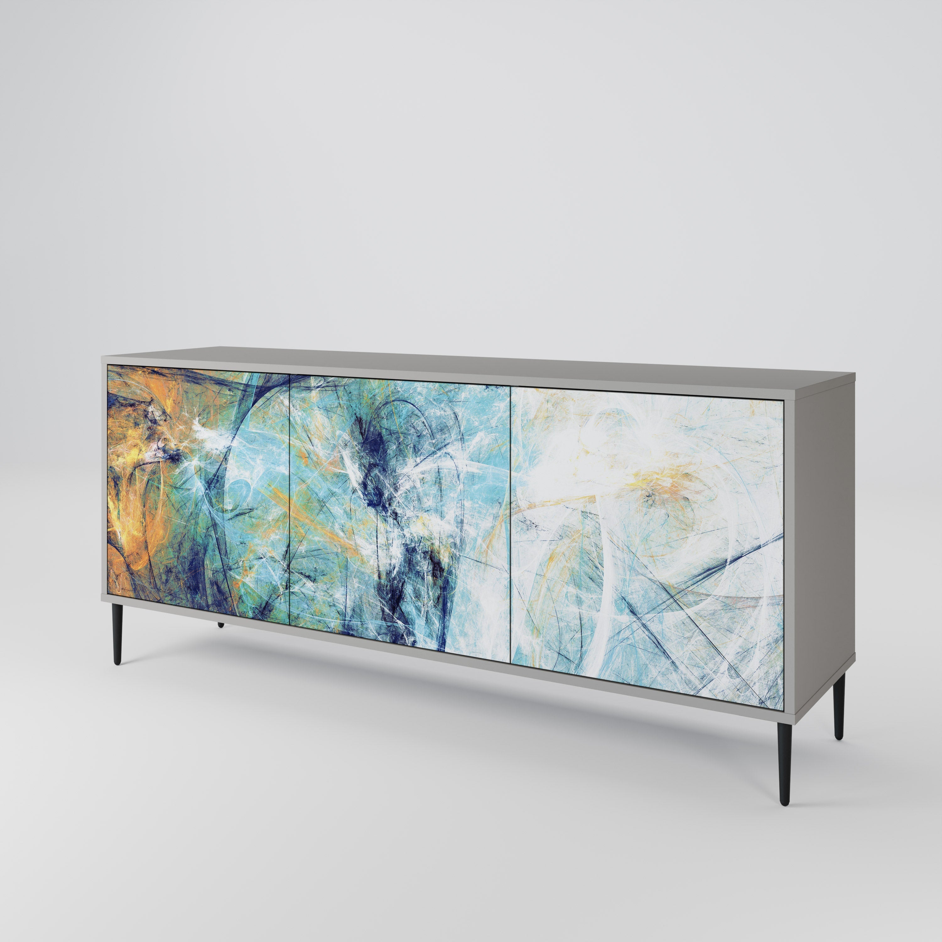 ABSTRACT THOUGHTS 3-türiges Sideboard in grauem Finish
