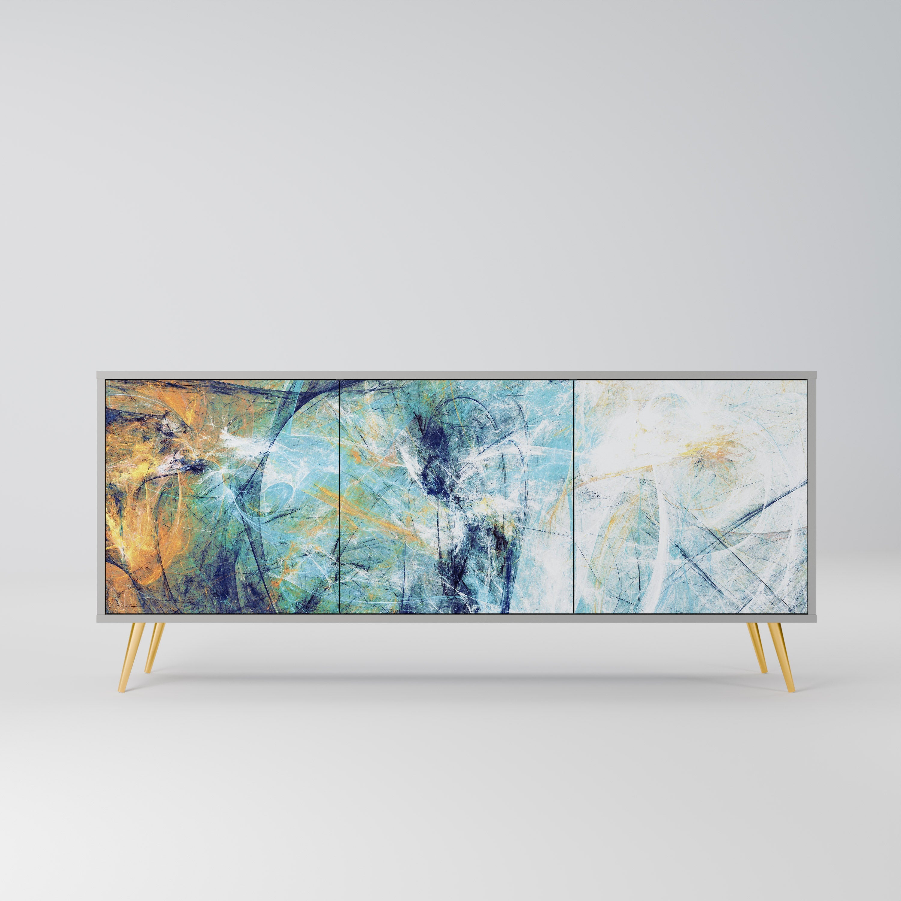 ABSTRACT THOUGHTS 3-türiges Sideboard in grauem Finish