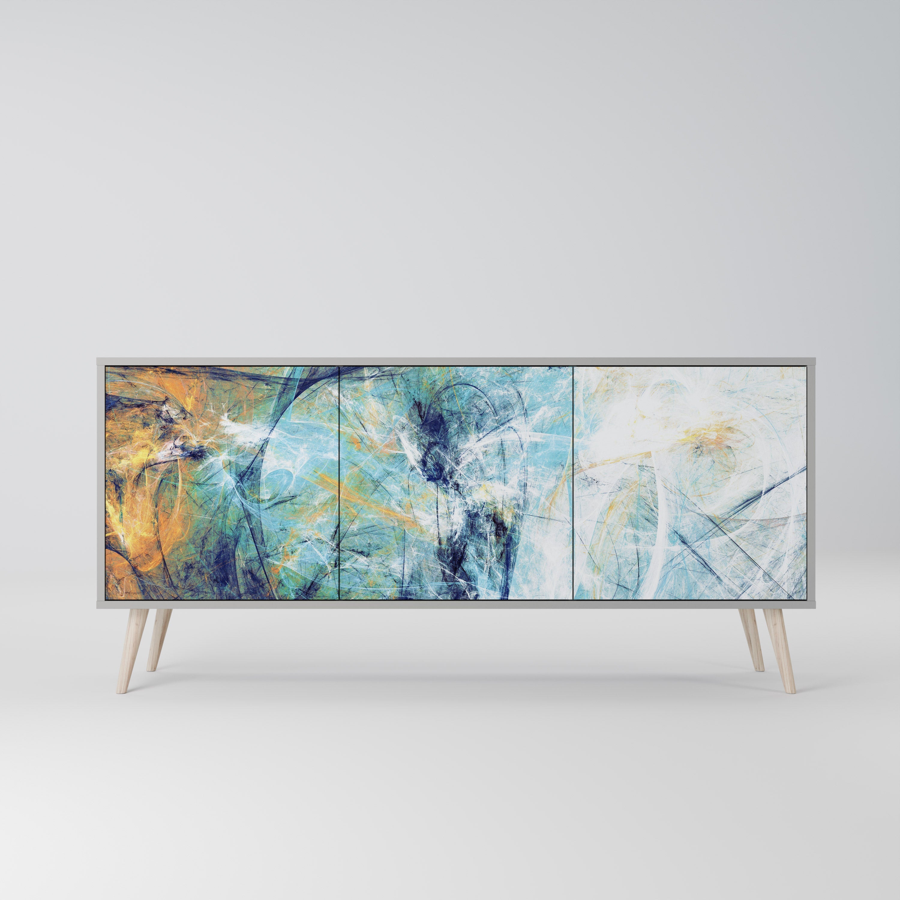 ABSTRACT THOUGHTS 3-türiges Sideboard in grauem Finish