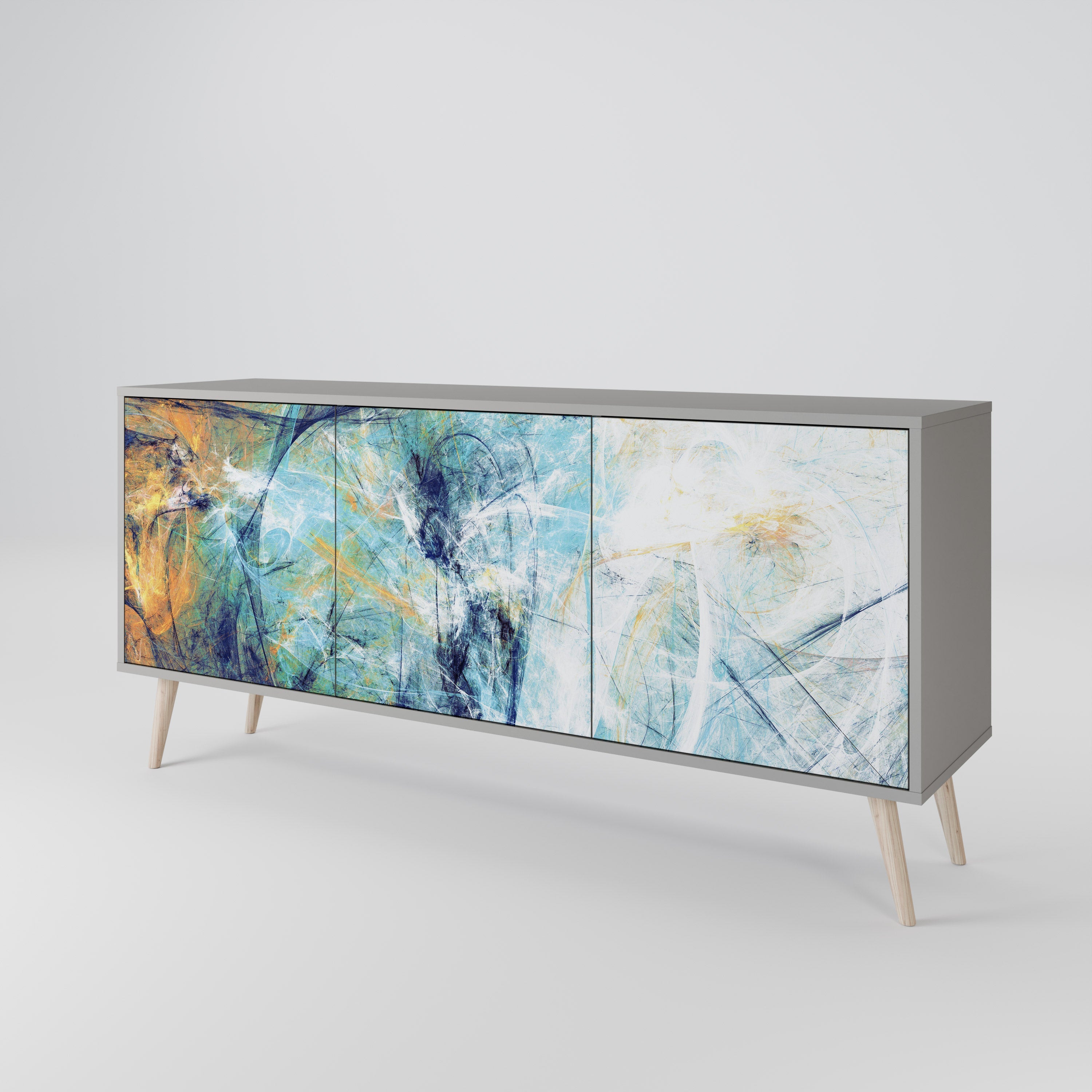 ABSTRACT THOUGHTS 3-türiges Sideboard in grauem Finish