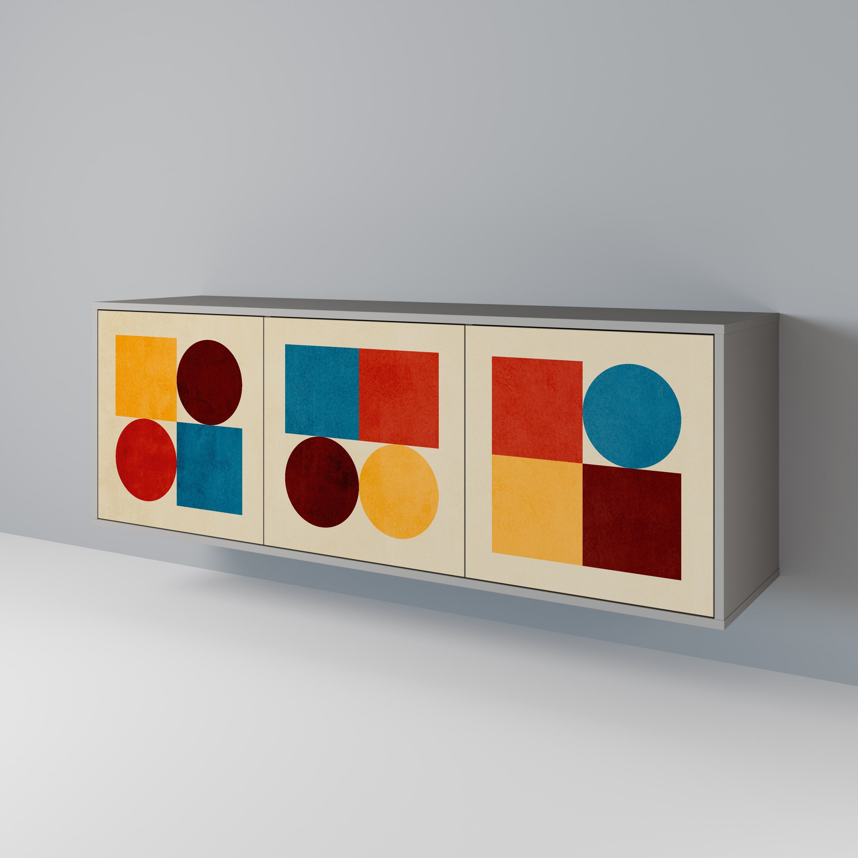 GEOMETRIC PUZZLE Sideboard mit 3 Türen in Grau