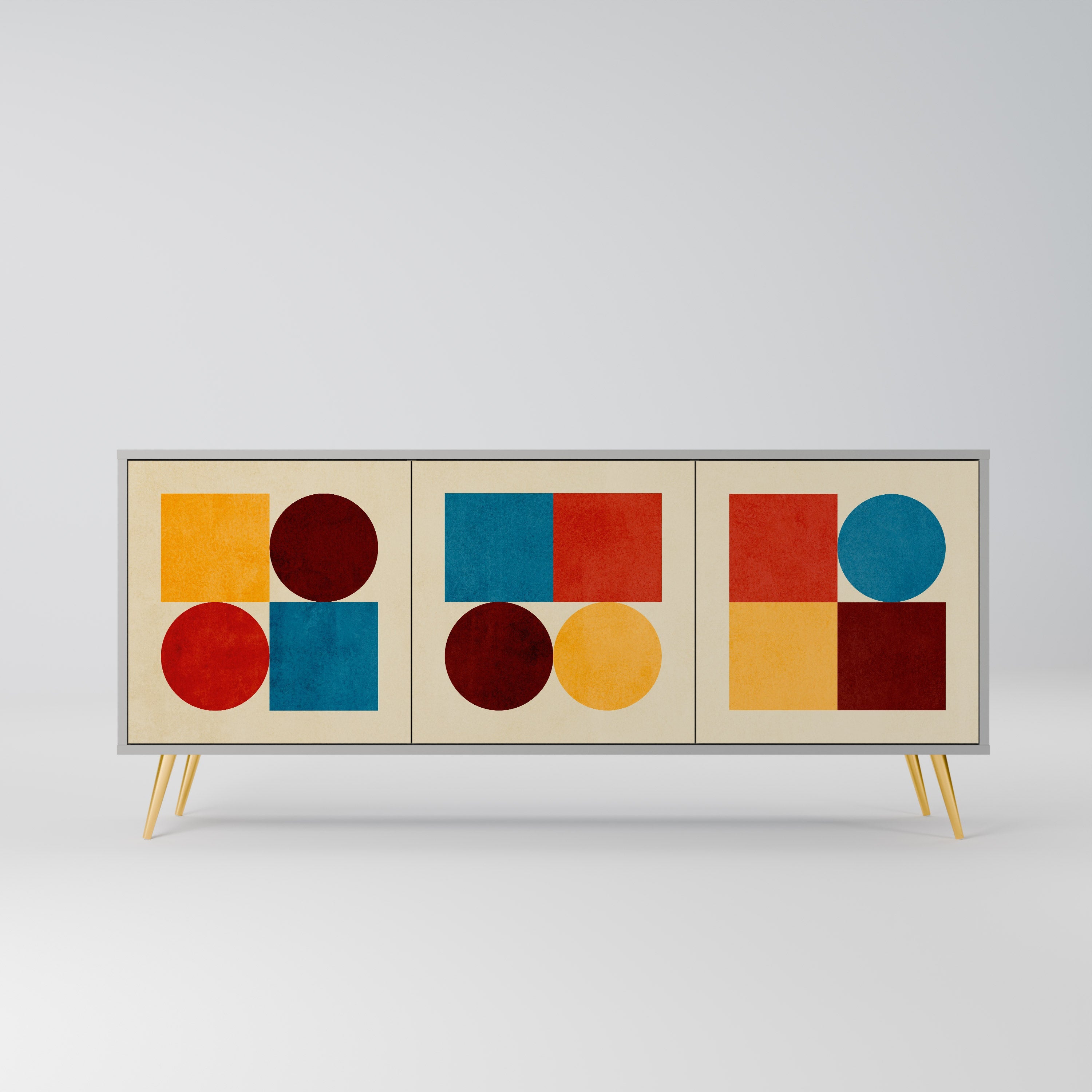 GEOMETRIC PUZZLE Sideboard mit 3 Türen in Grau