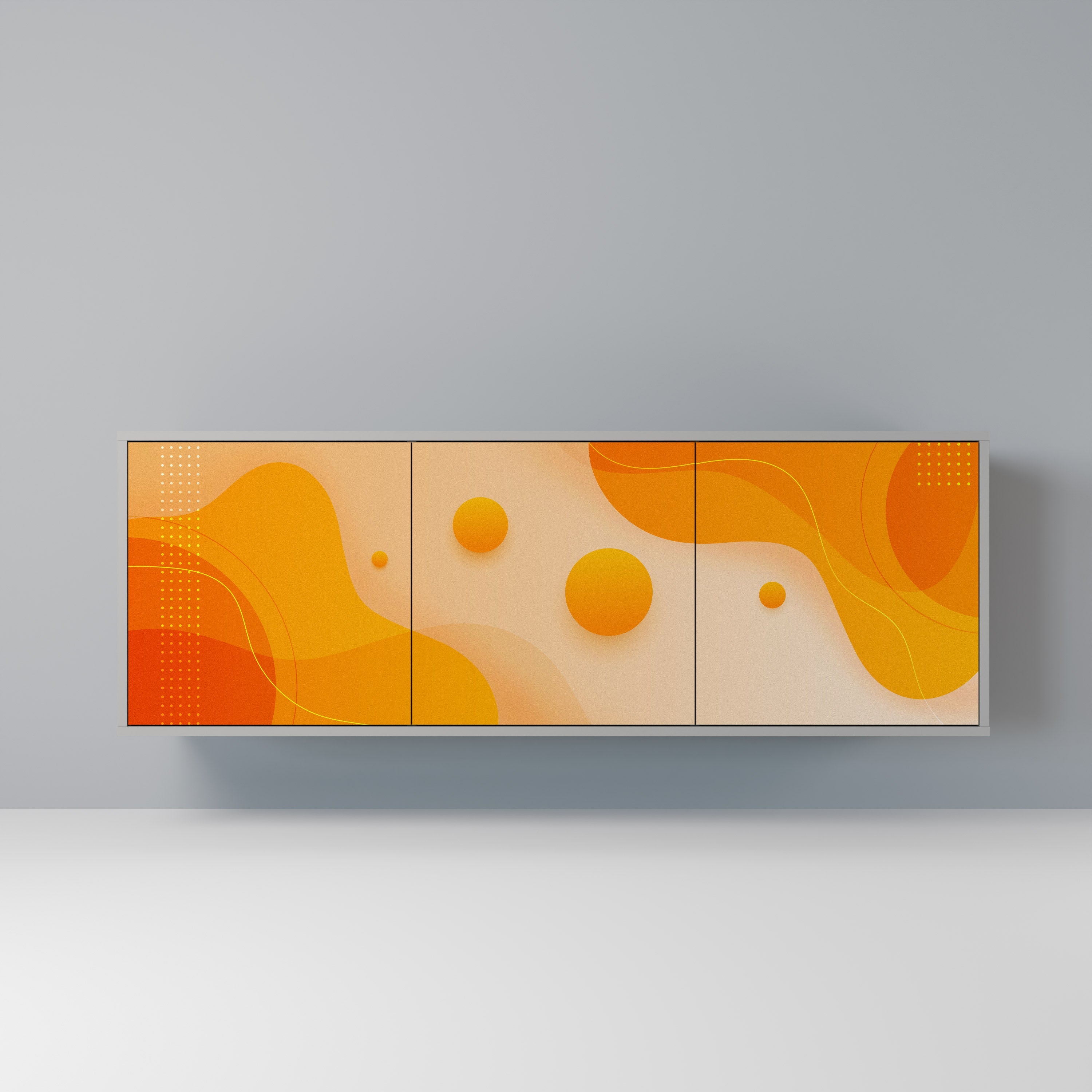 ORANGE ARRANGEMENT Sideboard mit 3 Türen in Grau