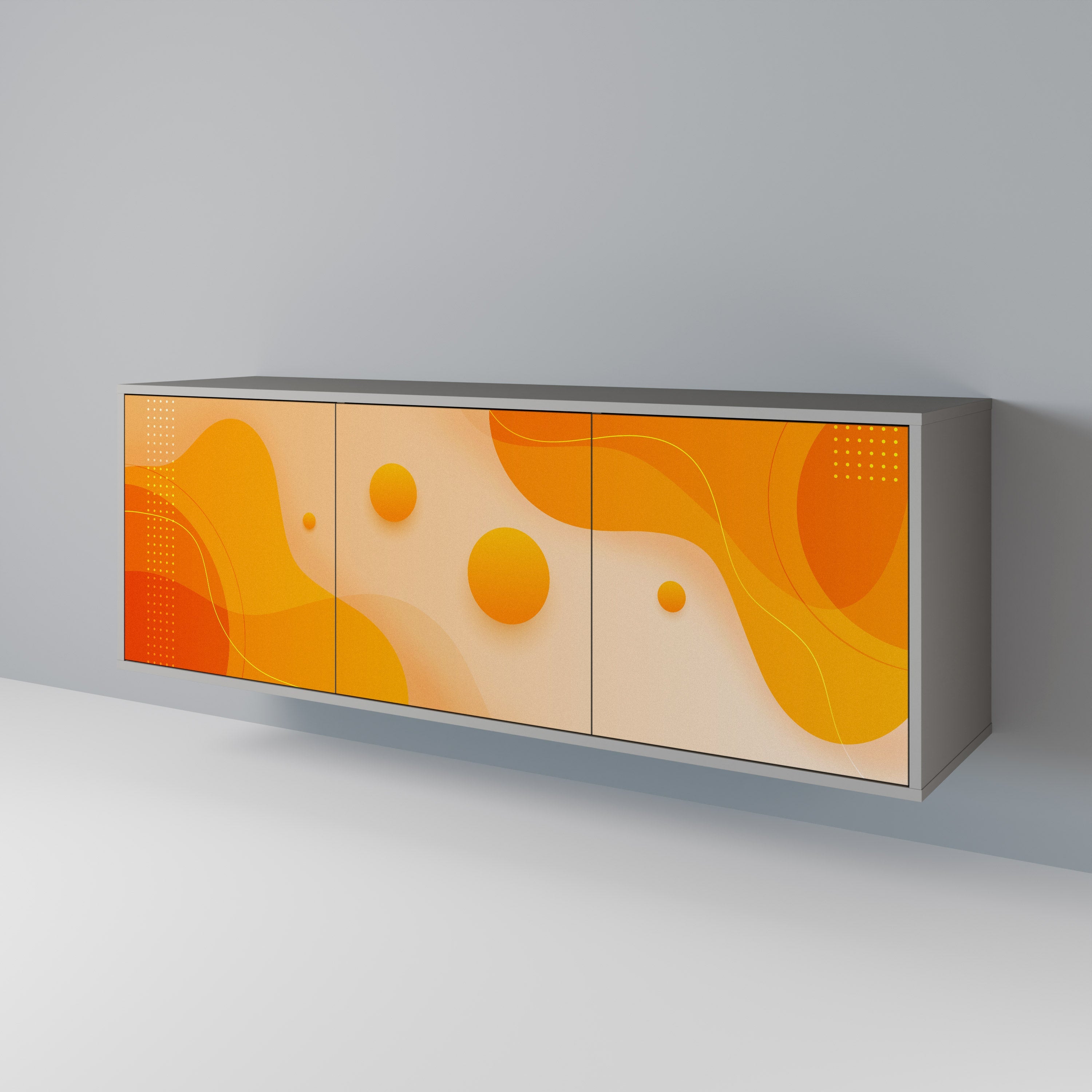ORANGE ARRANGEMENT Sideboard mit 3 Türen in Grau