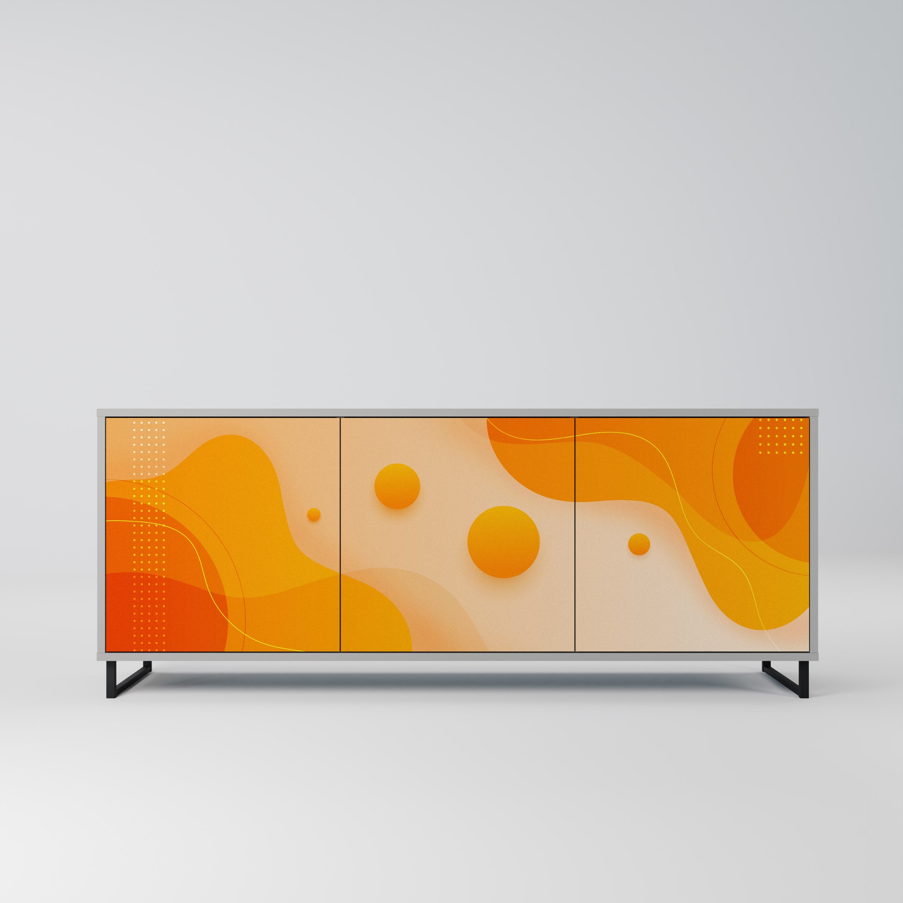 ORANGE ARRANGEMENT Sideboard mit 3 Türen in Grau