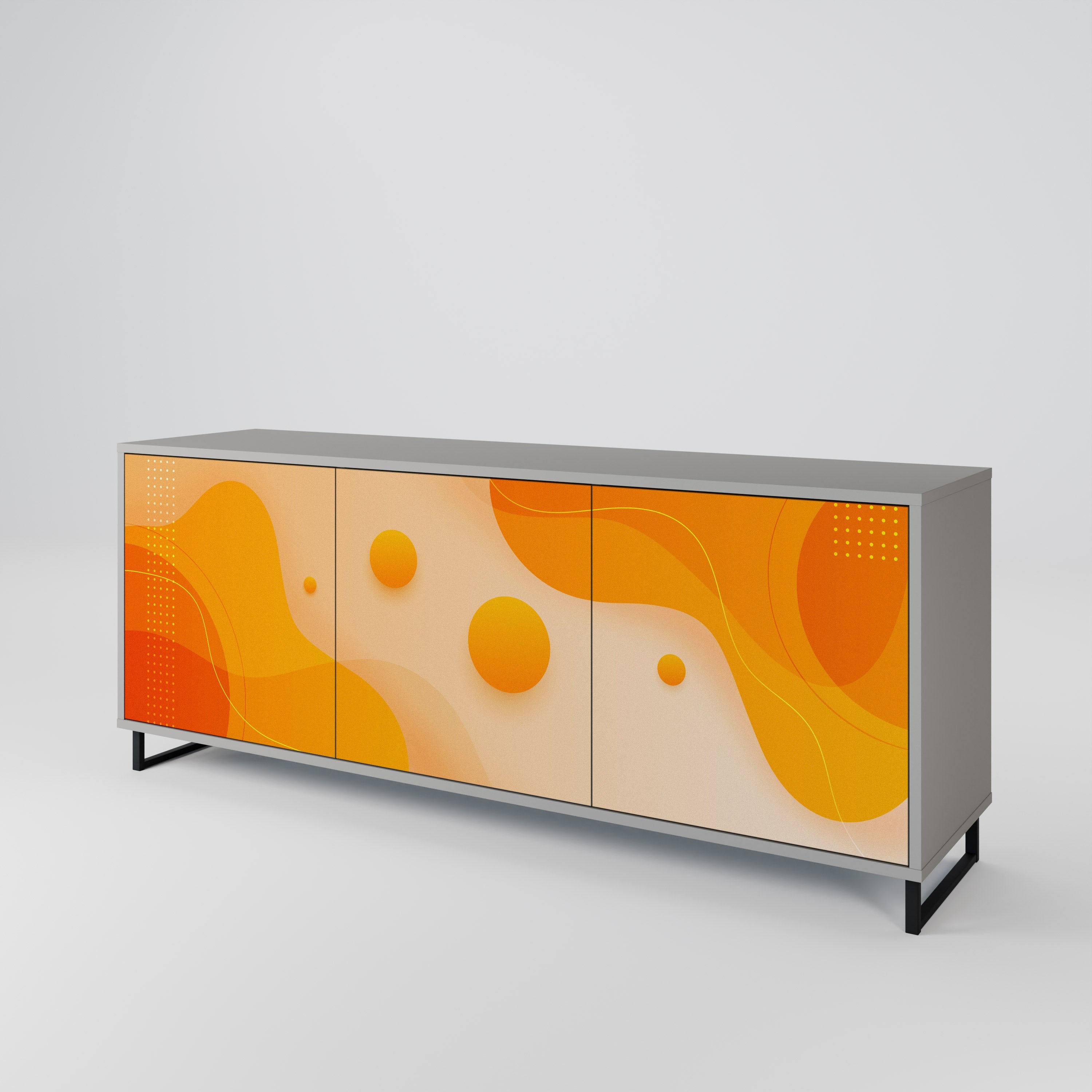 ORANGE ARRANGEMENT Sideboard mit 3 Türen in Grau