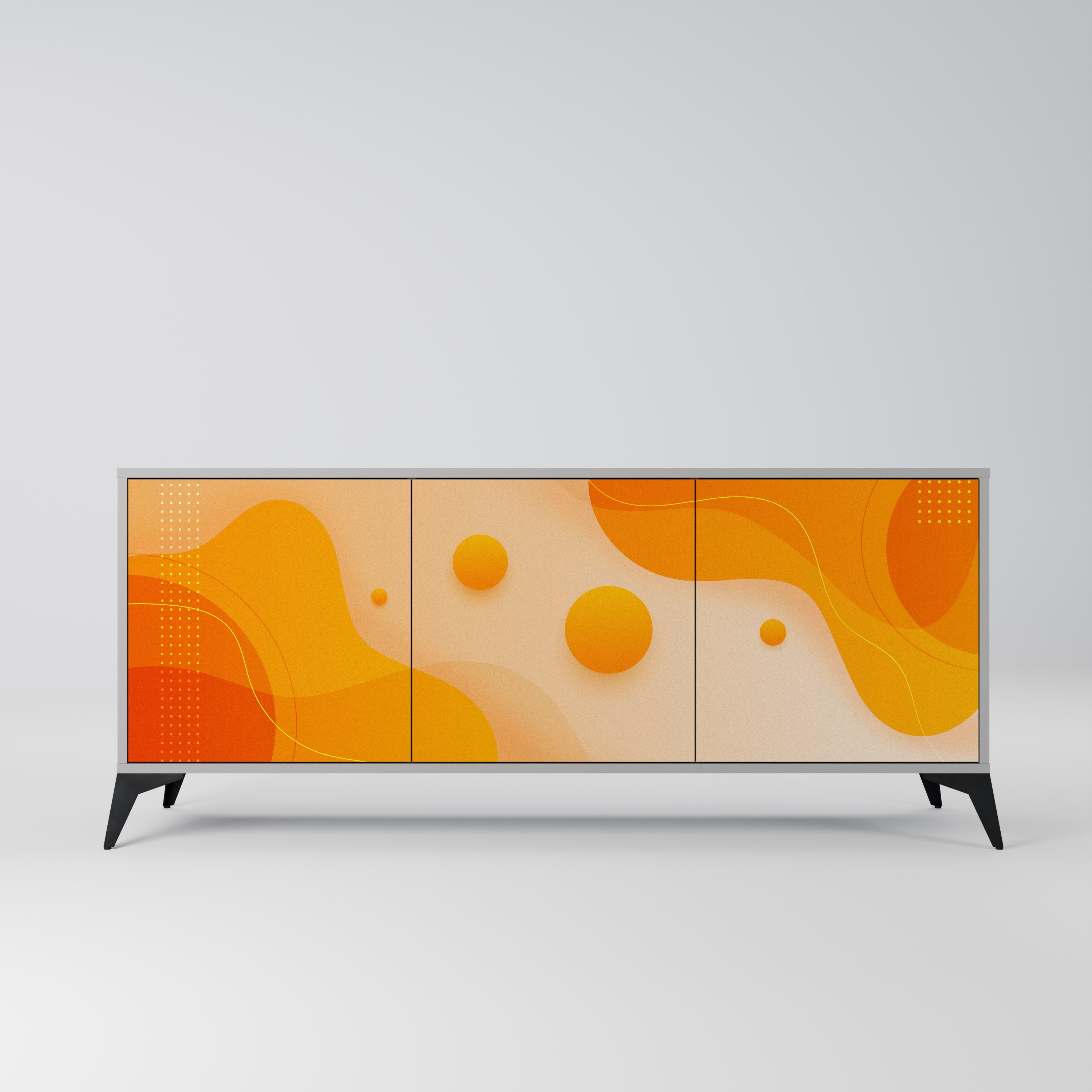 ORANGE ARRANGEMENT Sideboard mit 3 Türen in Grau