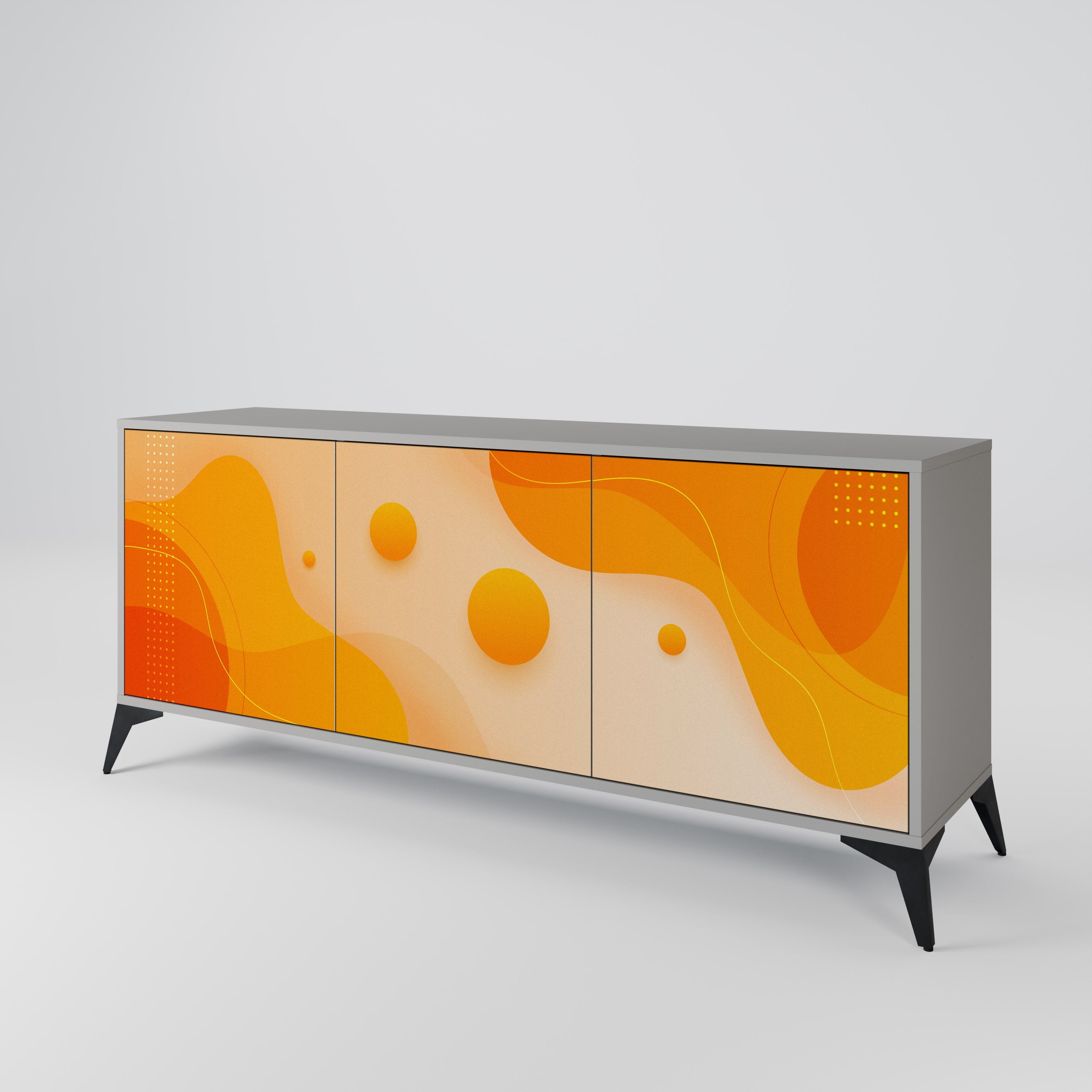 ORANGE ARRANGEMENT Sideboard mit 3 Türen in Grau