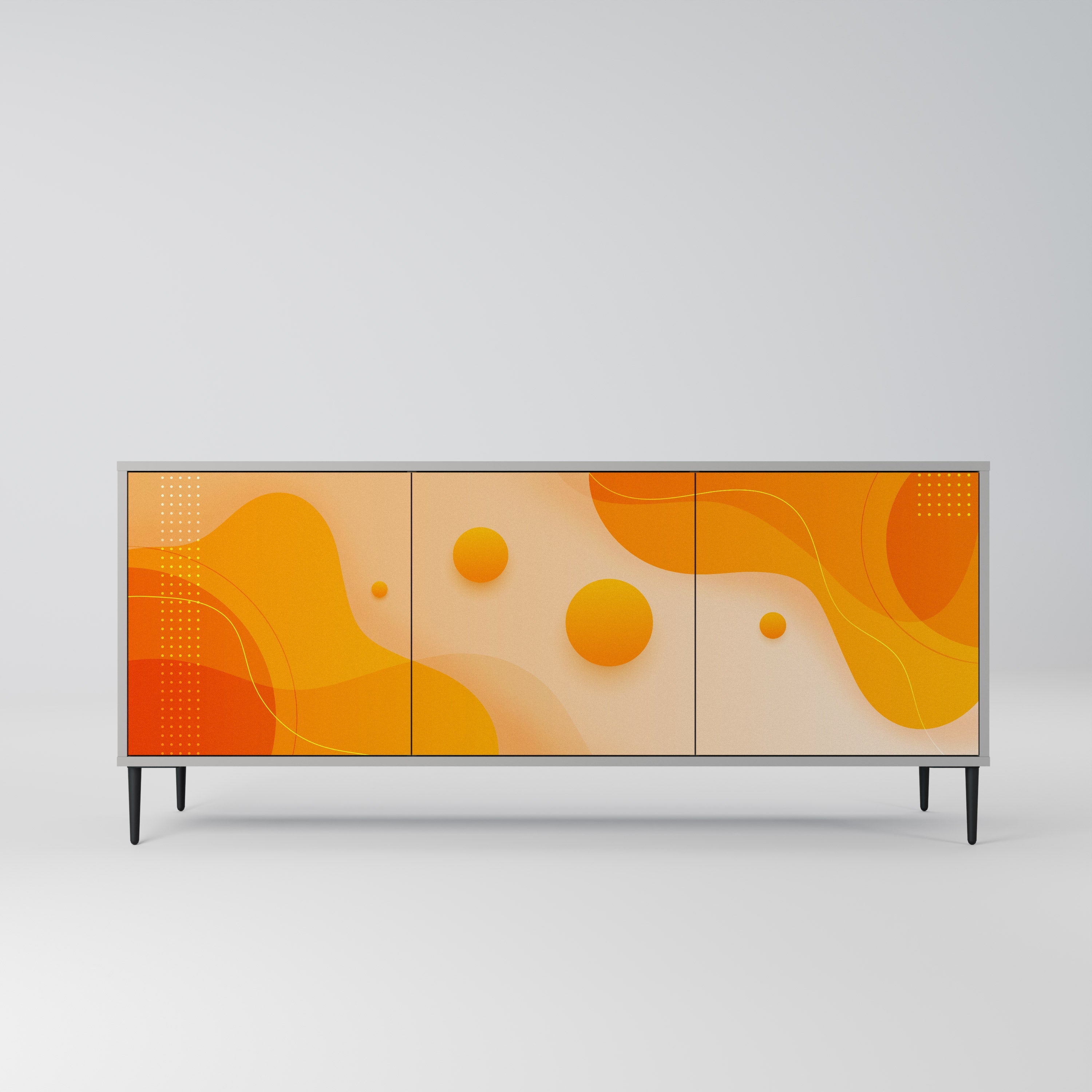ORANGE ARRANGEMENT Sideboard mit 3 Türen in Grau