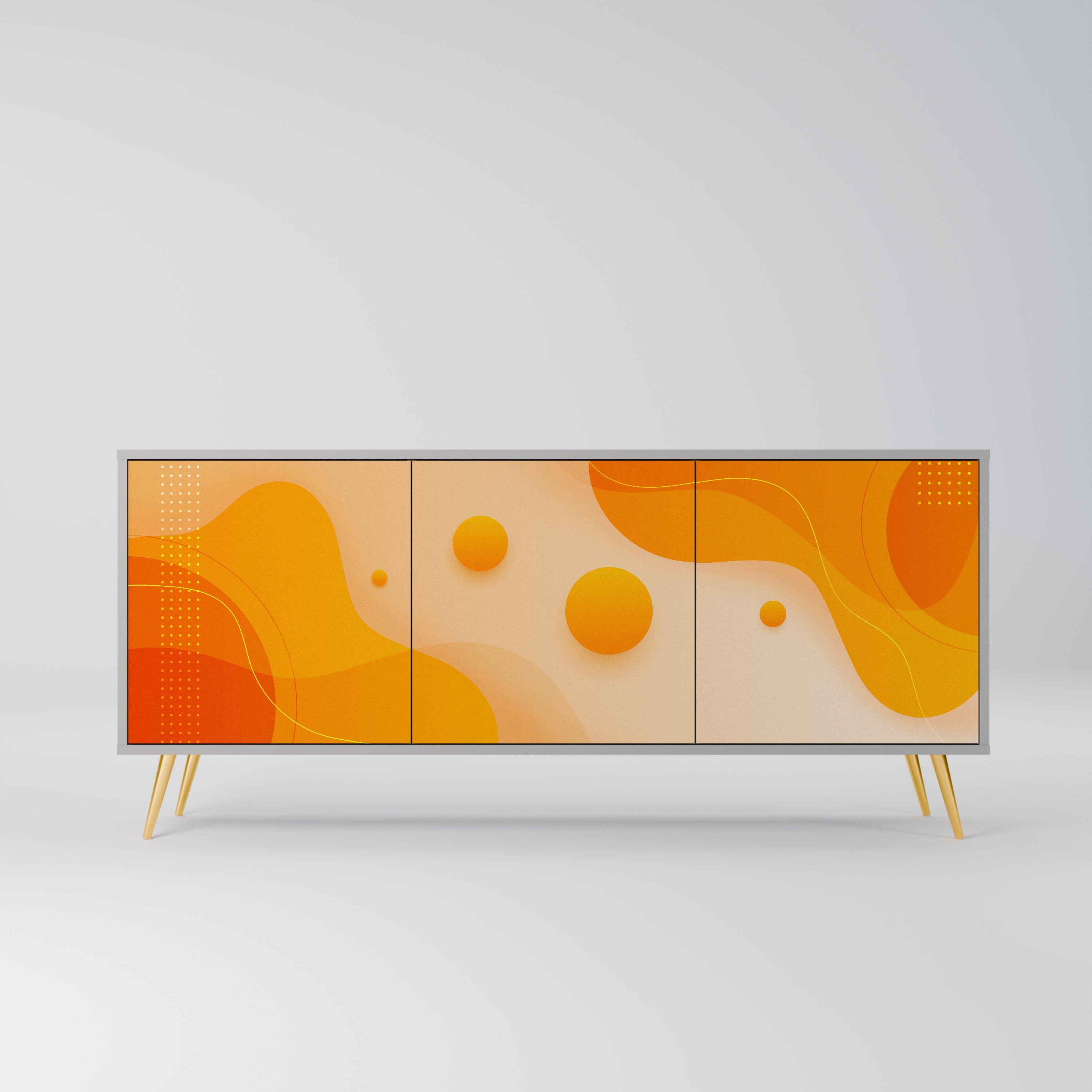 ORANGE ARRANGEMENT Sideboard mit 3 Türen in Grau