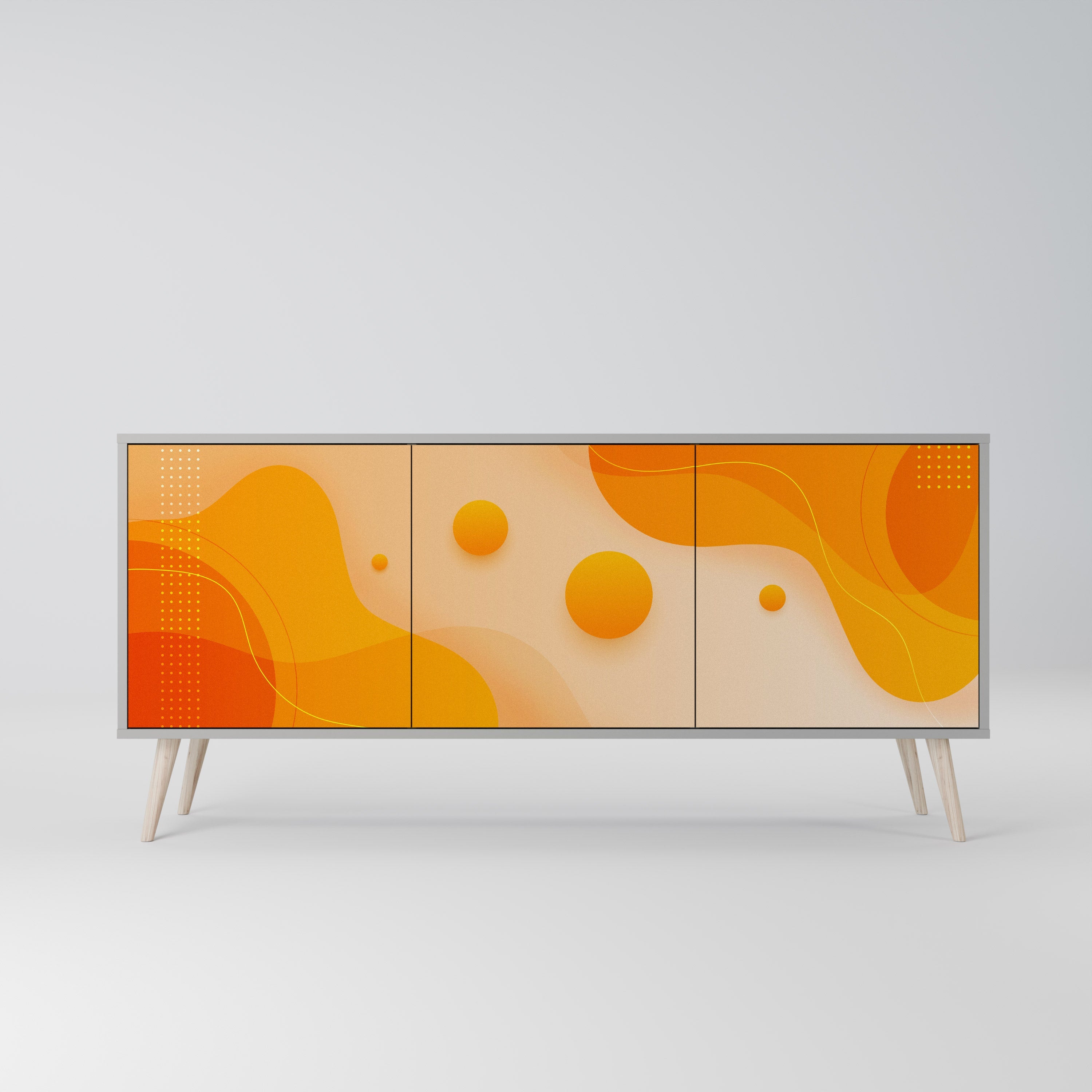 ORANGE ARRANGEMENT Sideboard mit 3 Türen in Grau