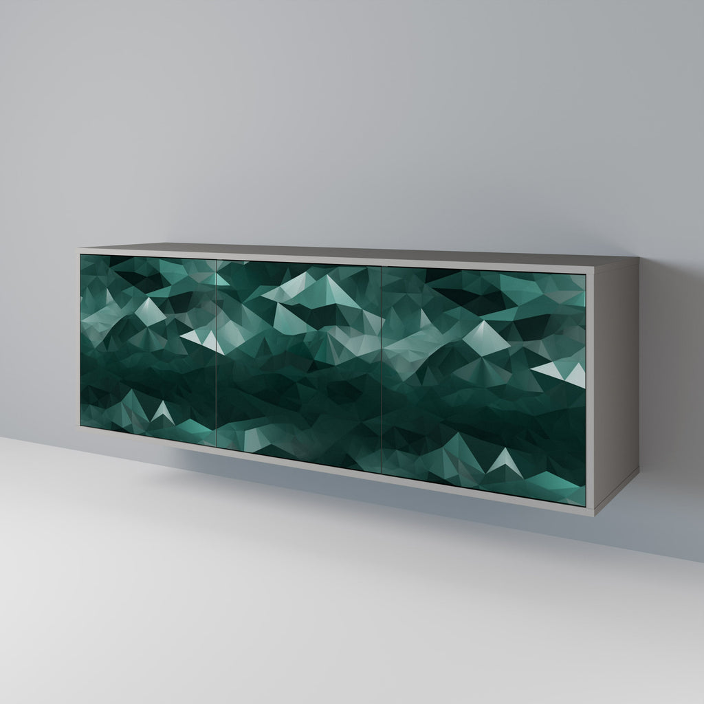 POLYGONAL FLOATING Sideboard mit 3 Türen in Grau