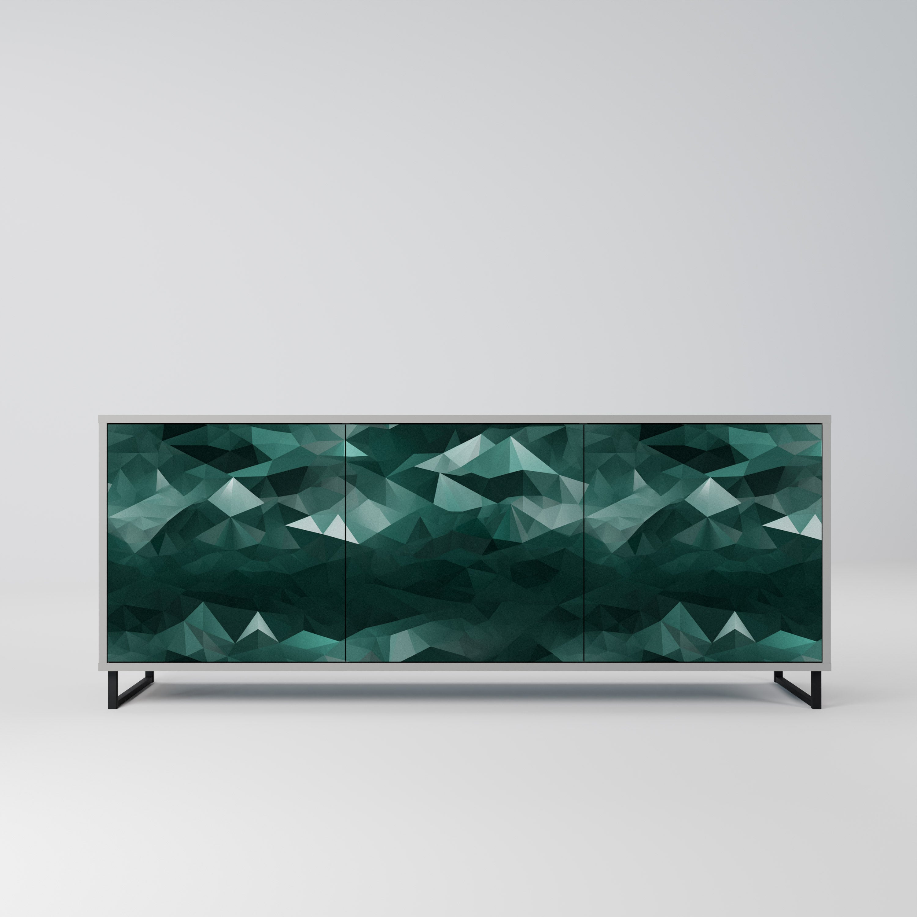 POLYGONAL FLOATING Sideboard mit 3 Türen in Grau