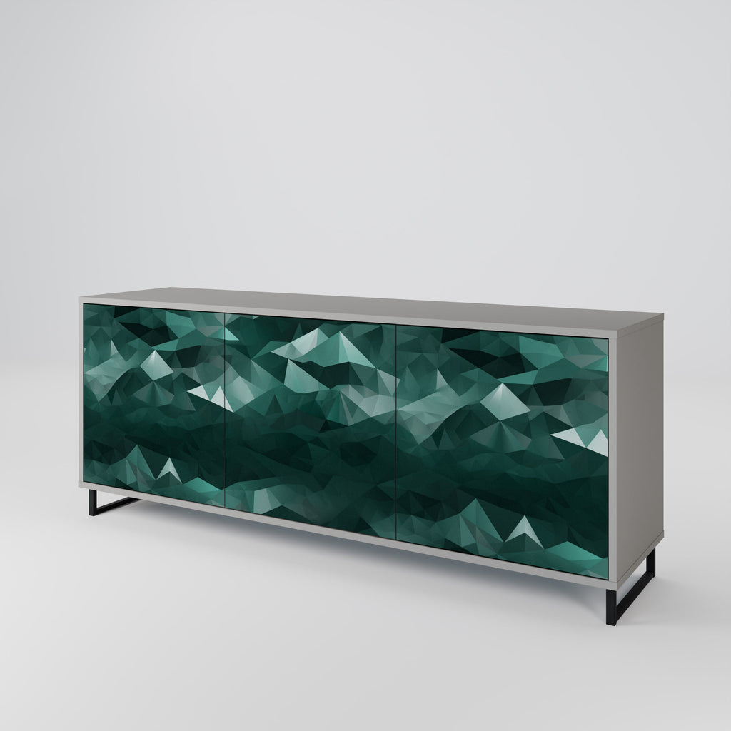 POLYGONAL FLOATING Sideboard mit 3 Türen in Grau