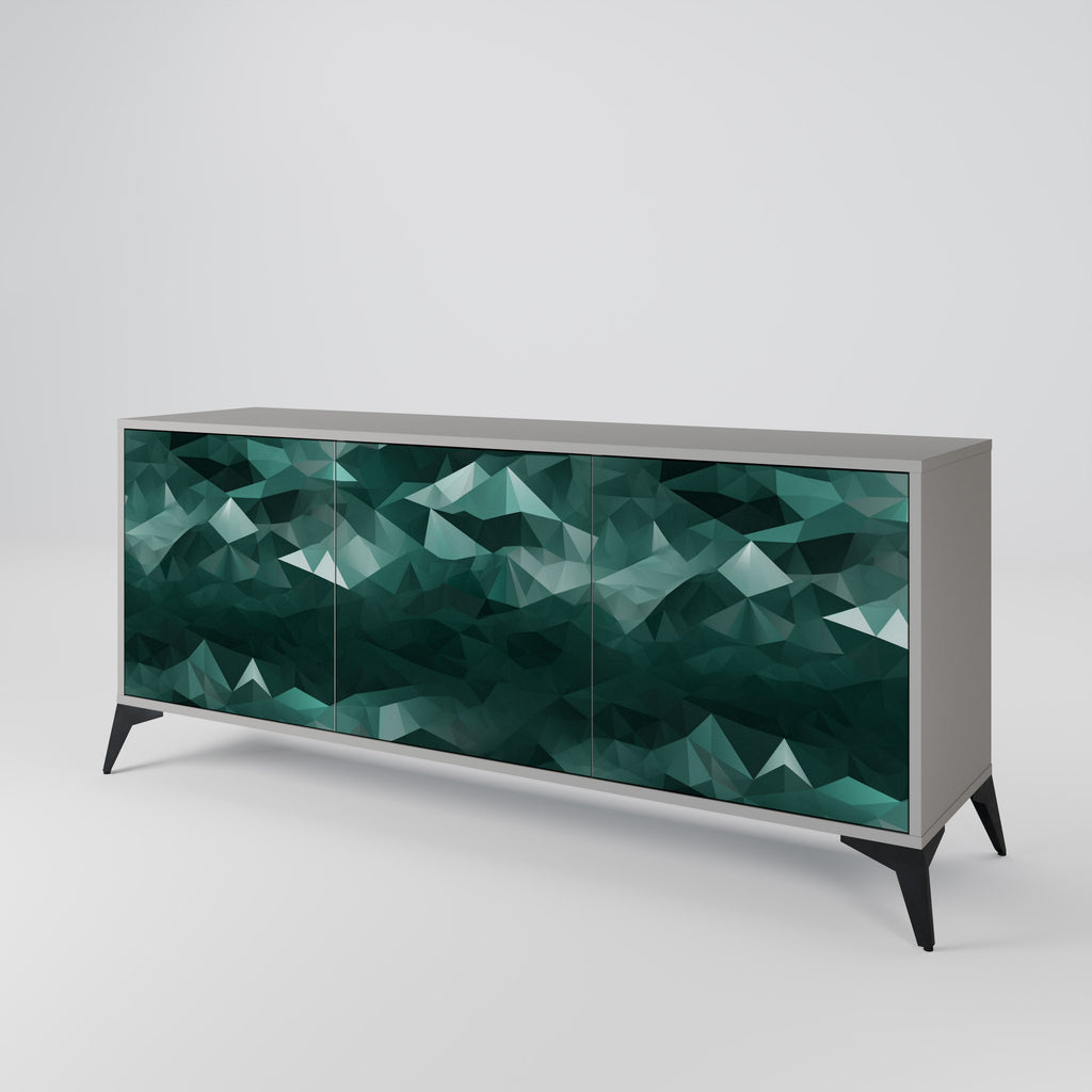 POLYGONAL FLOATING Sideboard mit 3 Türen in Grau