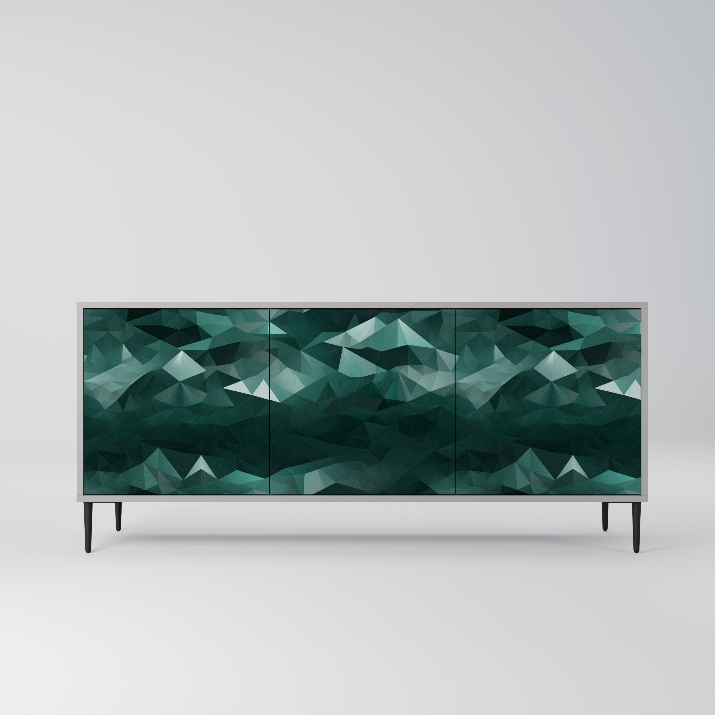 POLYGONAL FLOATING Sideboard mit 3 Türen in Grau