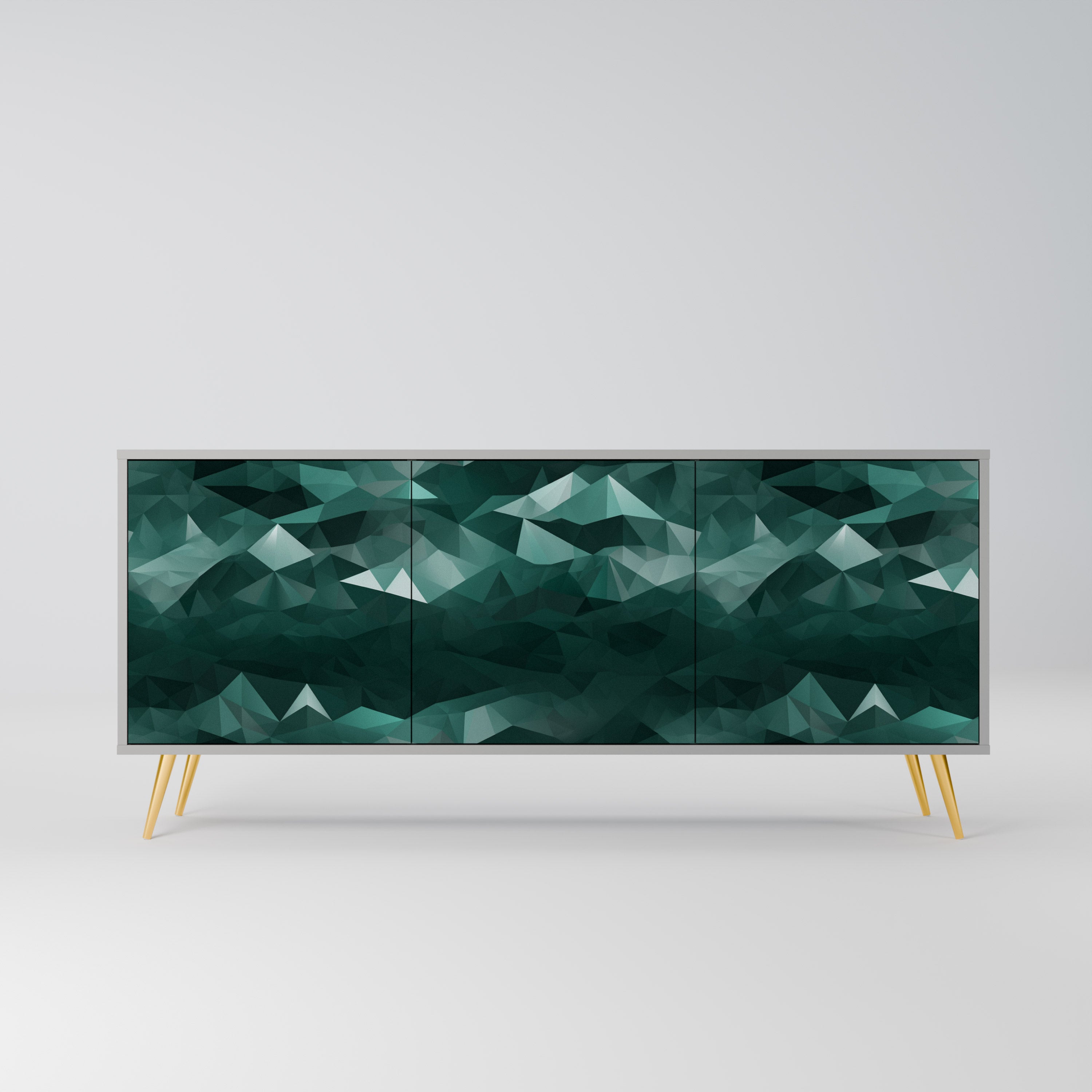 POLYGONAL FLOATING Sideboard mit 3 Türen in Grau