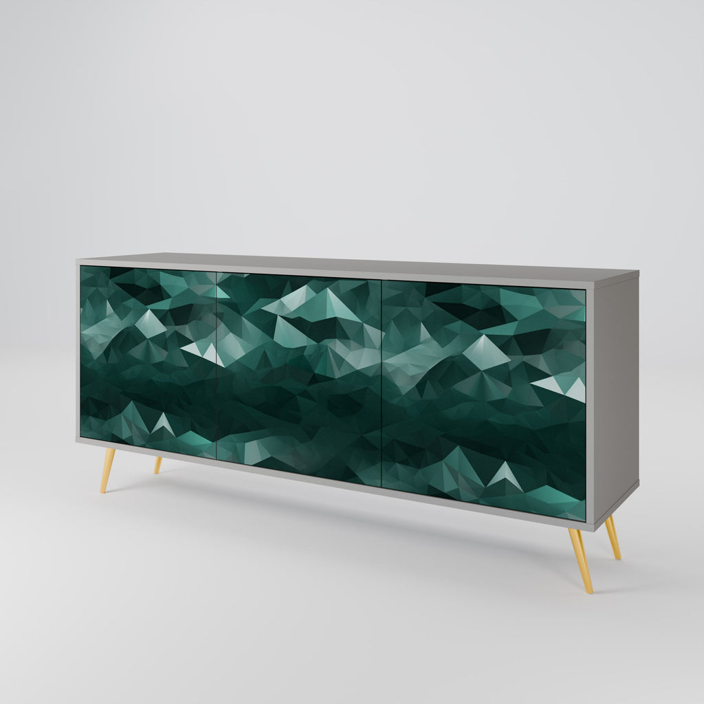 POLYGONAL FLOATING Sideboard mit 3 Türen in Grau
