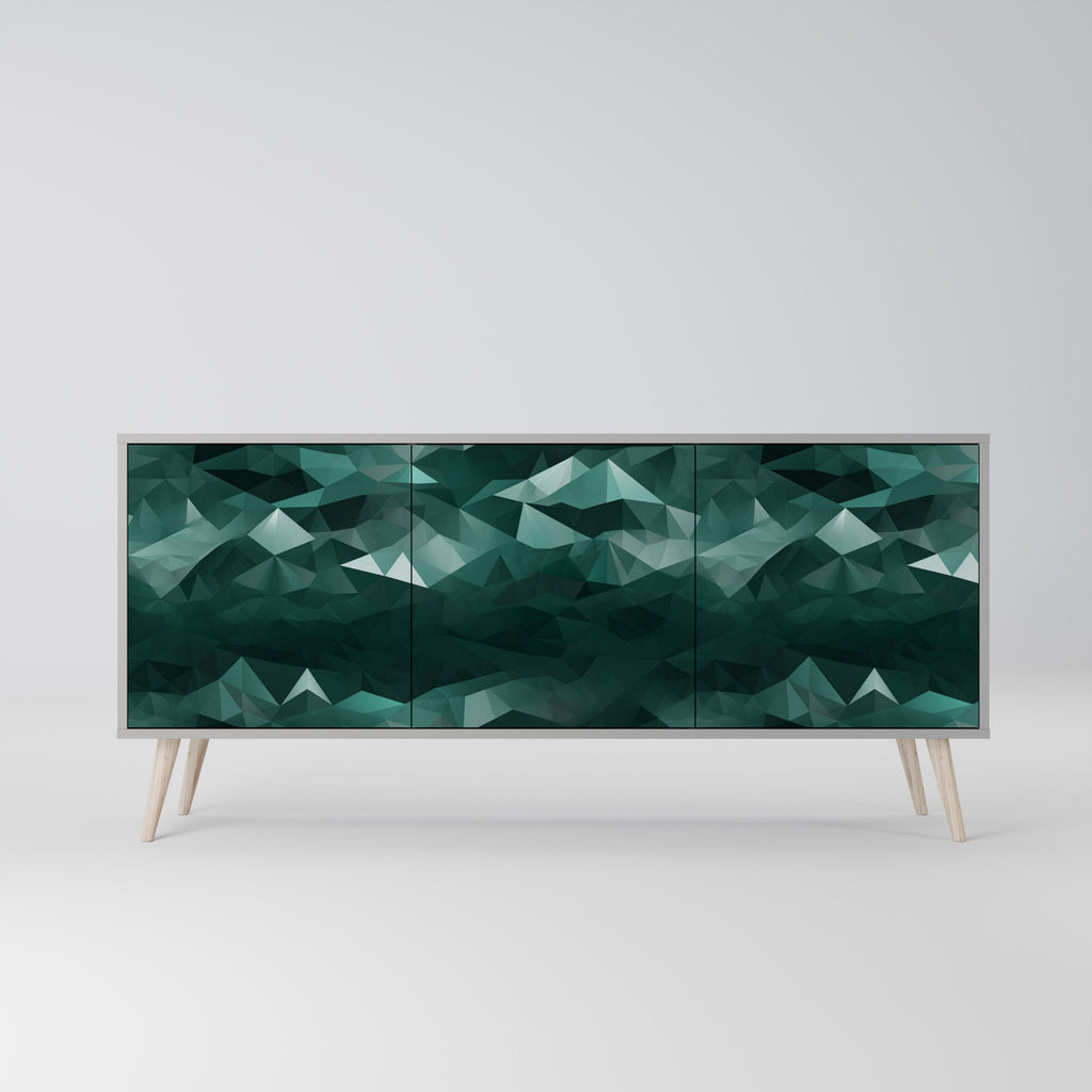 POLYGONAL FLOATING Sideboard mit 3 Türen in Grau