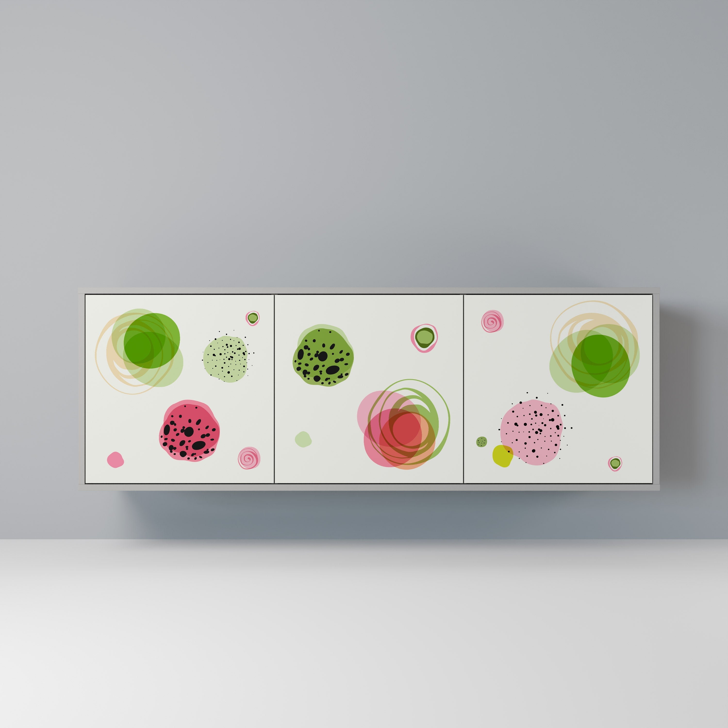 COLORFUL COSMOS Sideboard mit 3 Türen in Grau