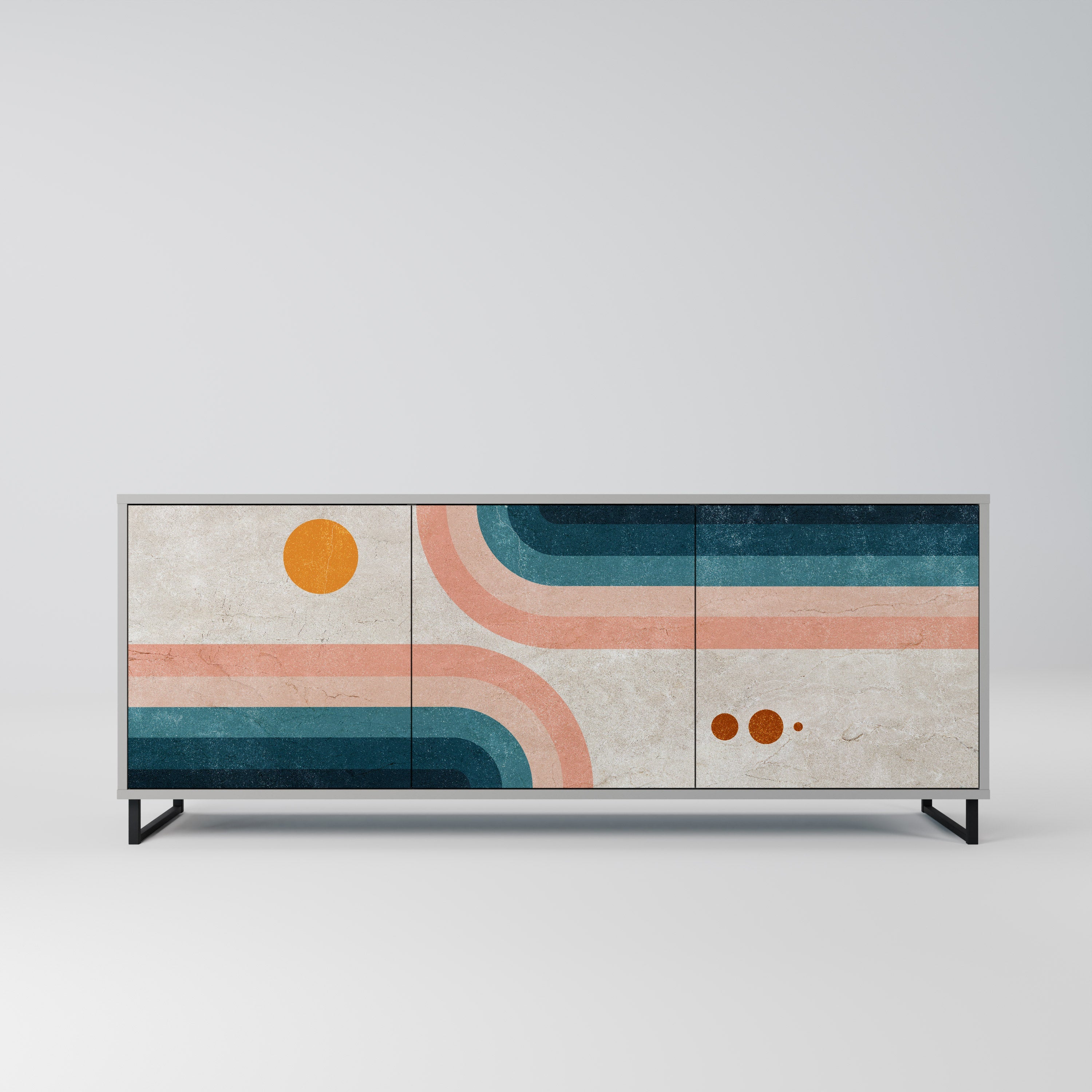 TWO HALVES Sideboard mit 3 Türen in Grau