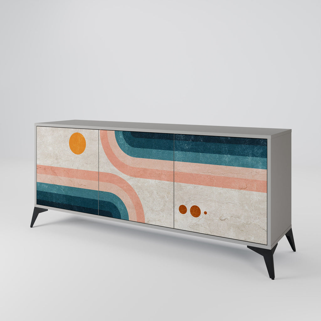 TWO HALVES Sideboard mit 3 Türen in Grau