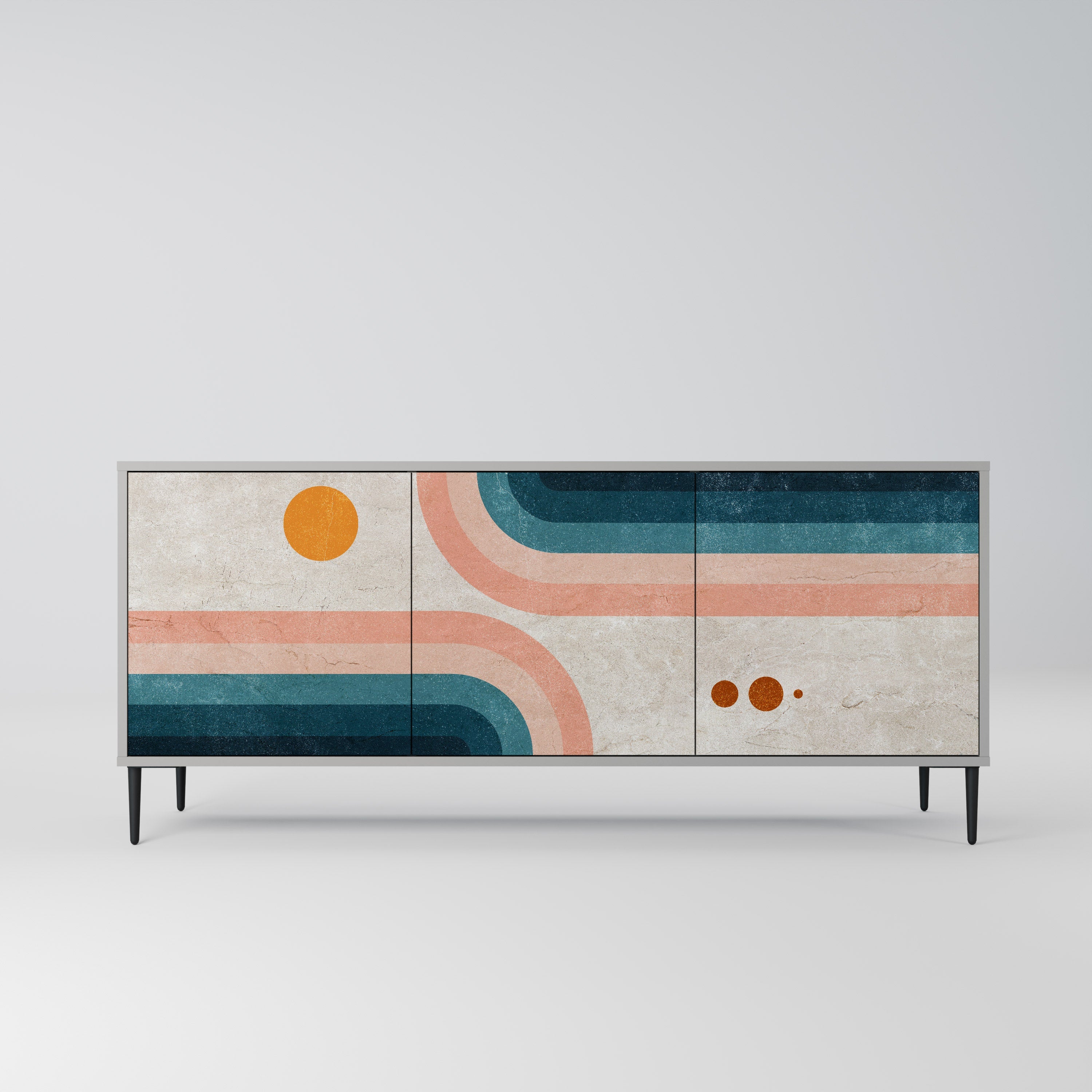 TWO HALVES Sideboard mit 3 Türen in Grau