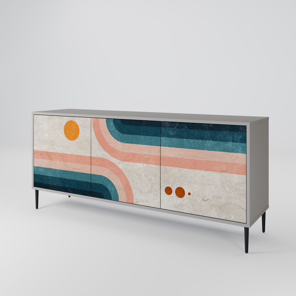 TWO HALVES Sideboard mit 3 Türen in Grau