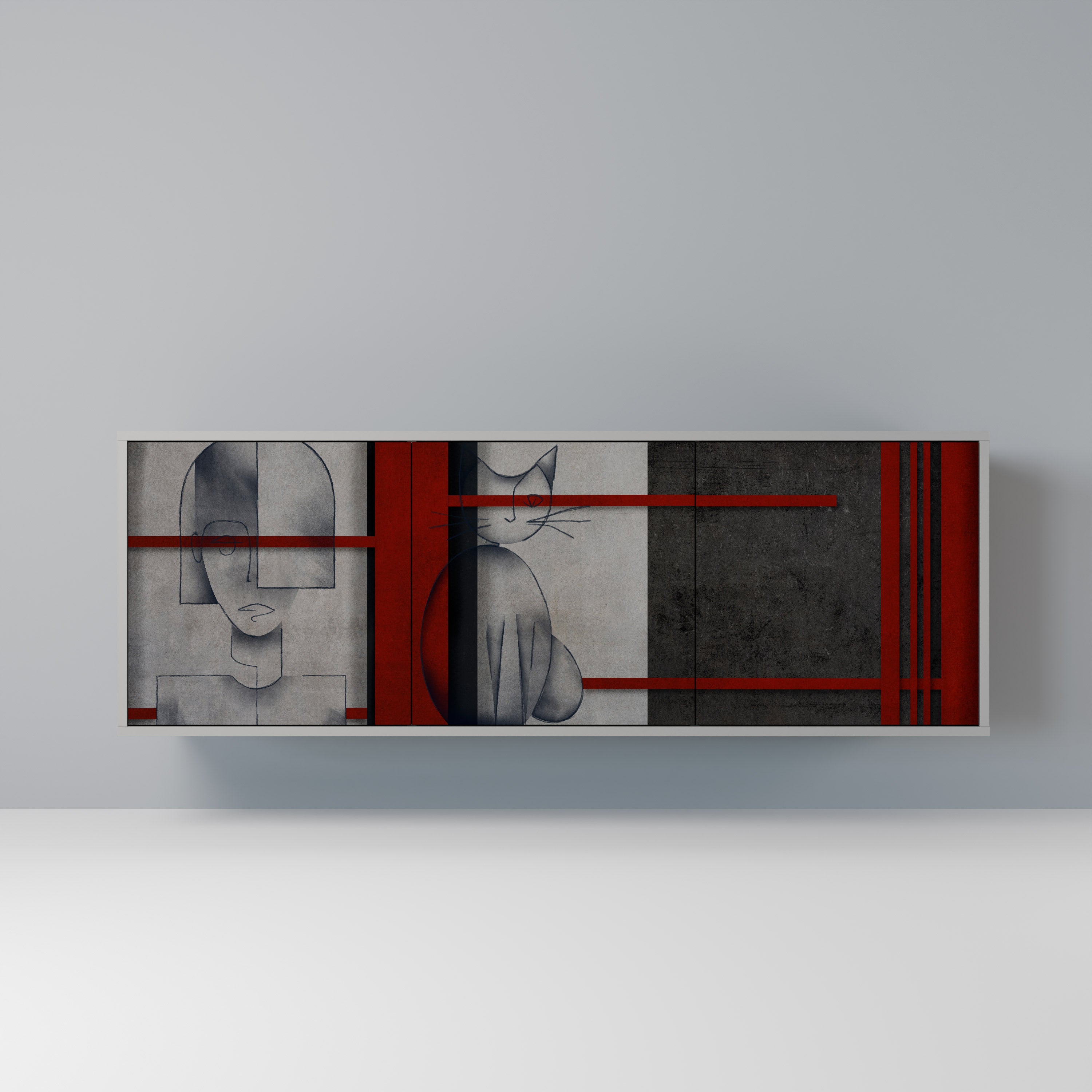 GRAY FIGURES Sideboard mit 3 Türen in Grau