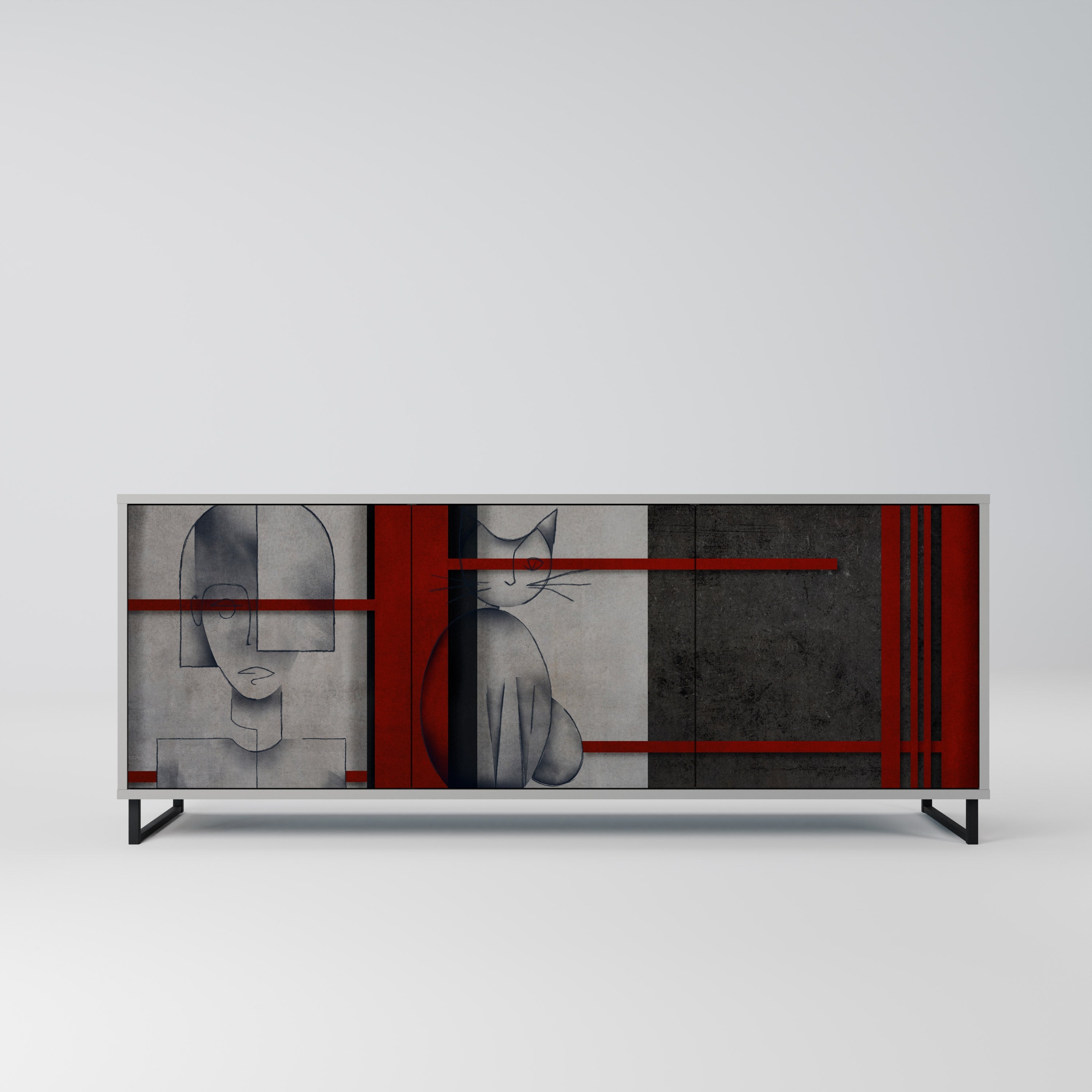 GRAY FIGURES Sideboard mit 3 Türen in Grau