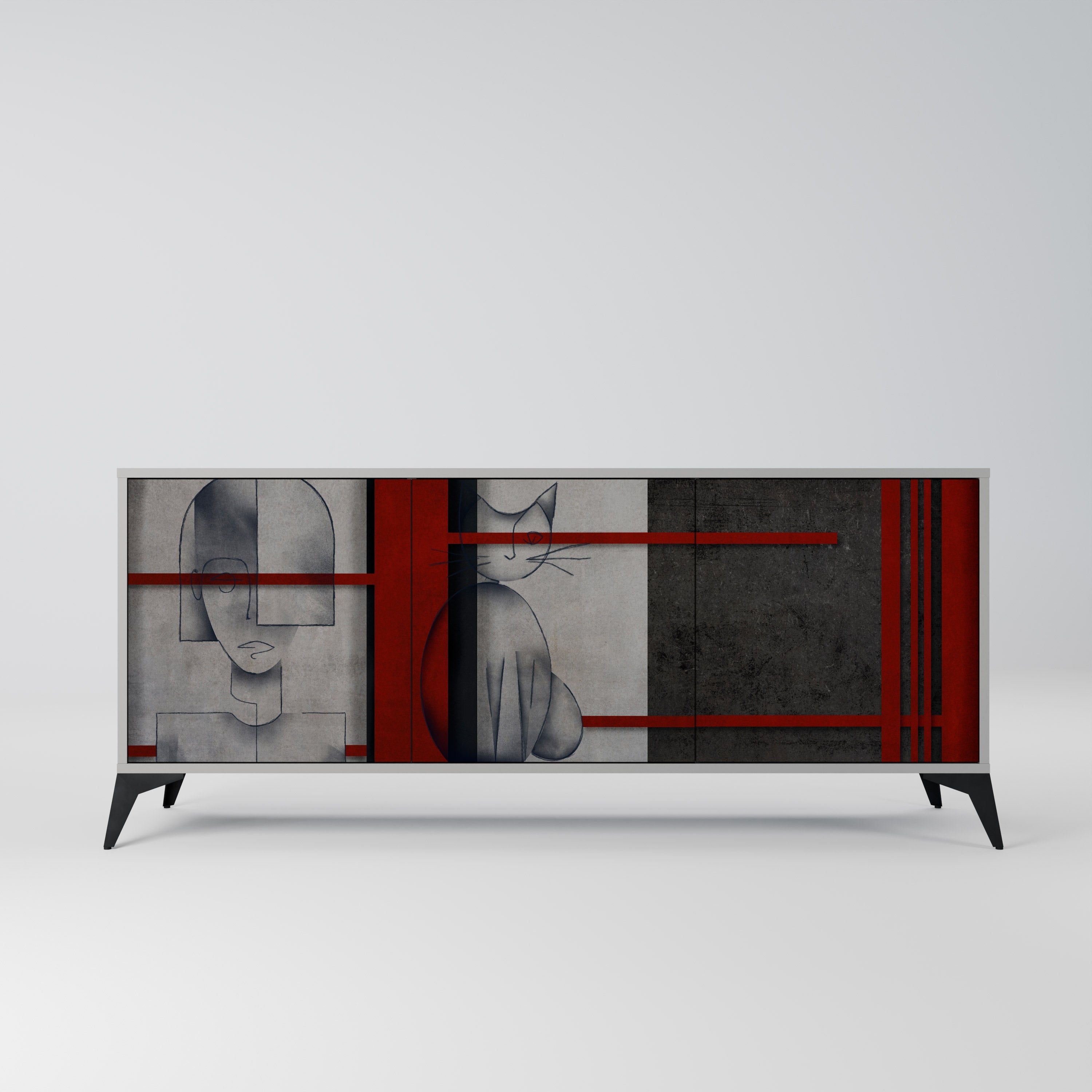 GRAY FIGURES Sideboard mit 3 Türen in Grau