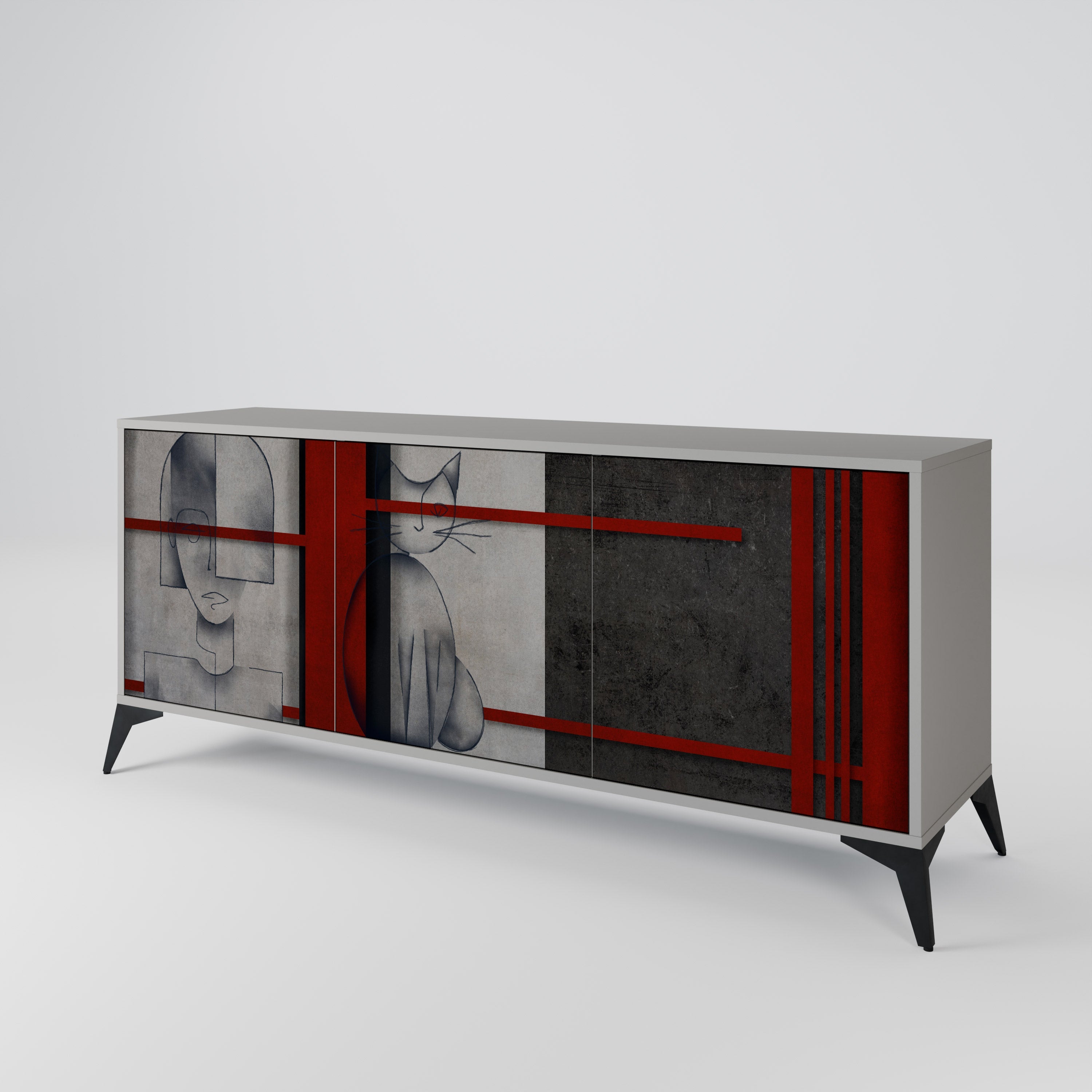 GRAY FIGURES Sideboard mit 3 Türen in Grau