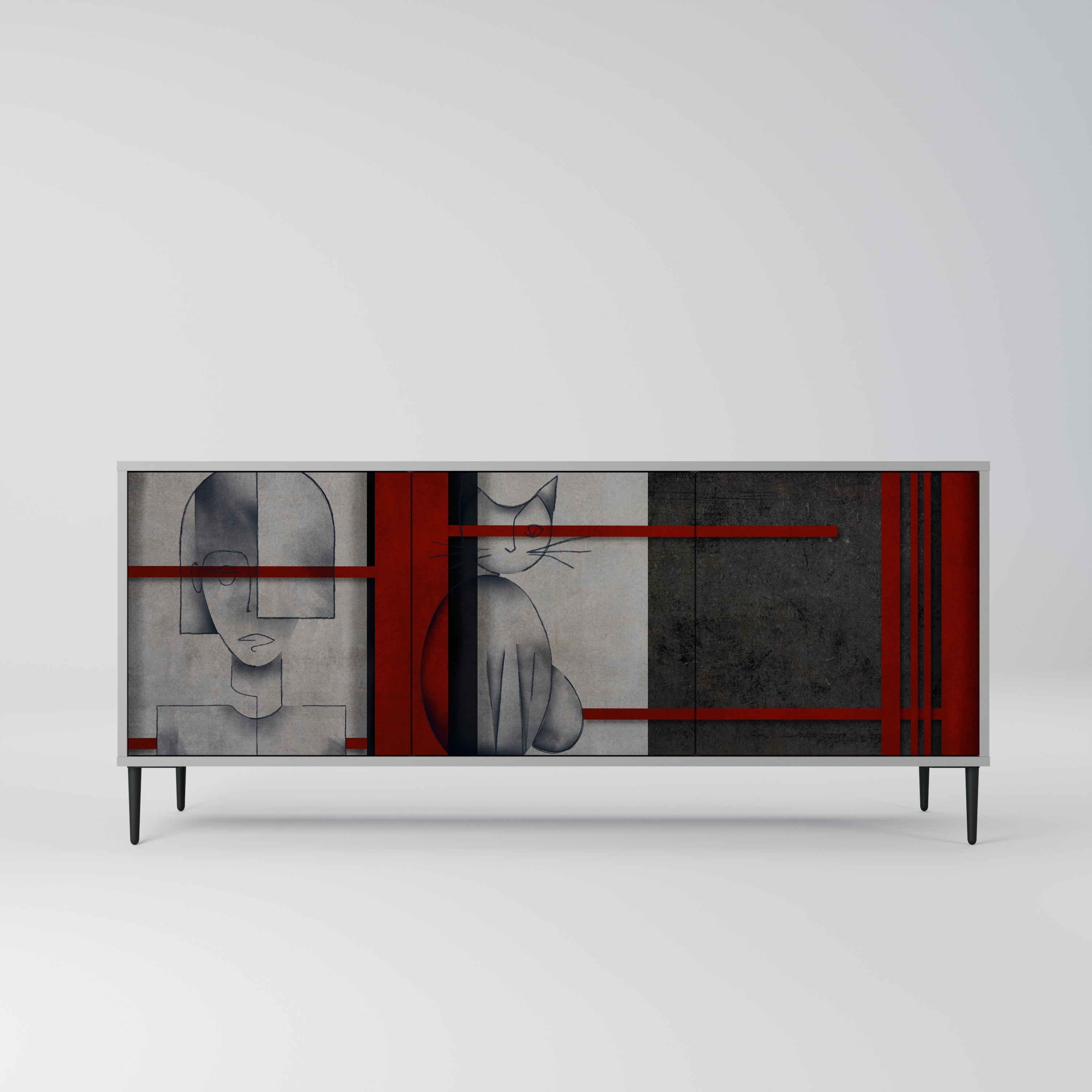 GRAY FIGURES Sideboard mit 3 Türen in Grau