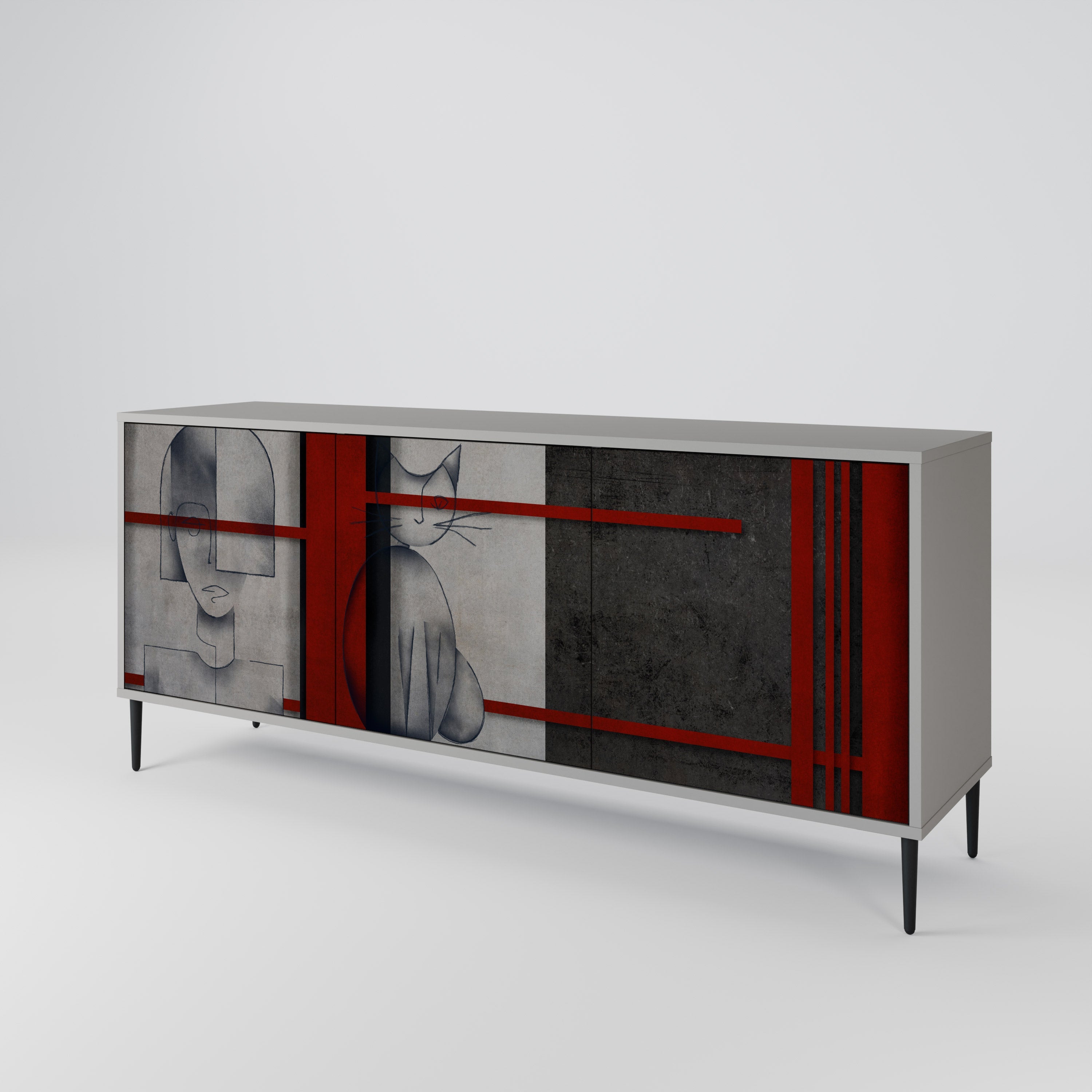 GRAY FIGURES Sideboard mit 3 Türen in Grau