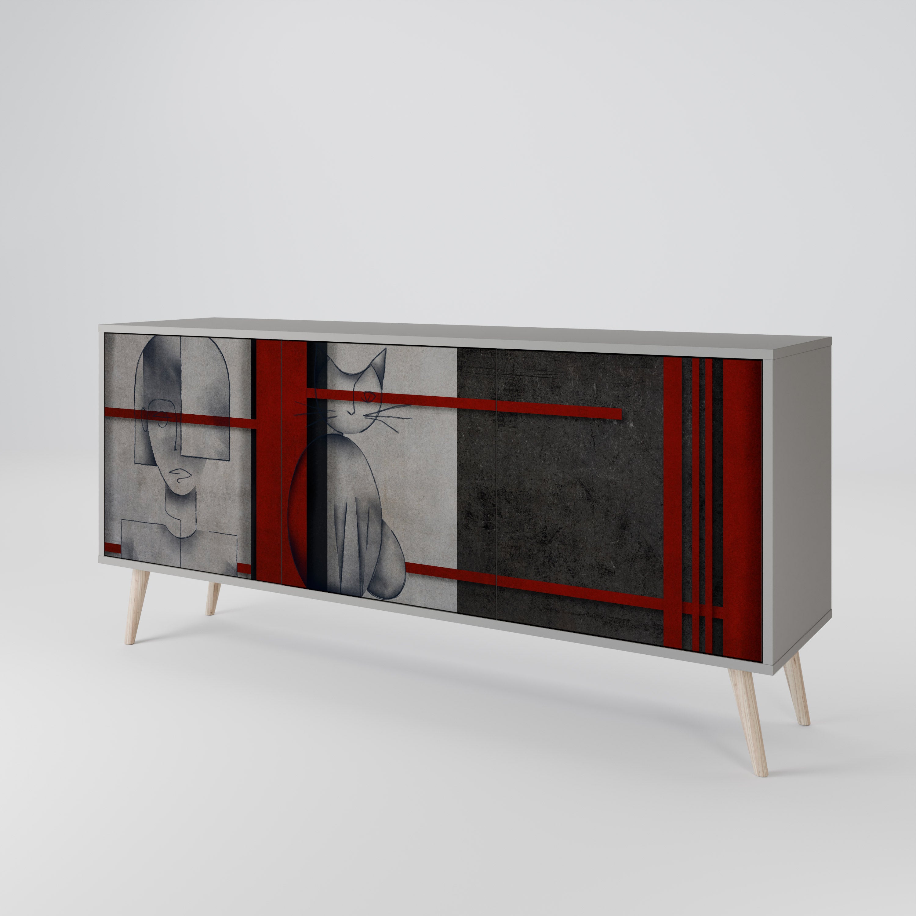 GRAY FIGURES Sideboard mit 3 Türen in Grau